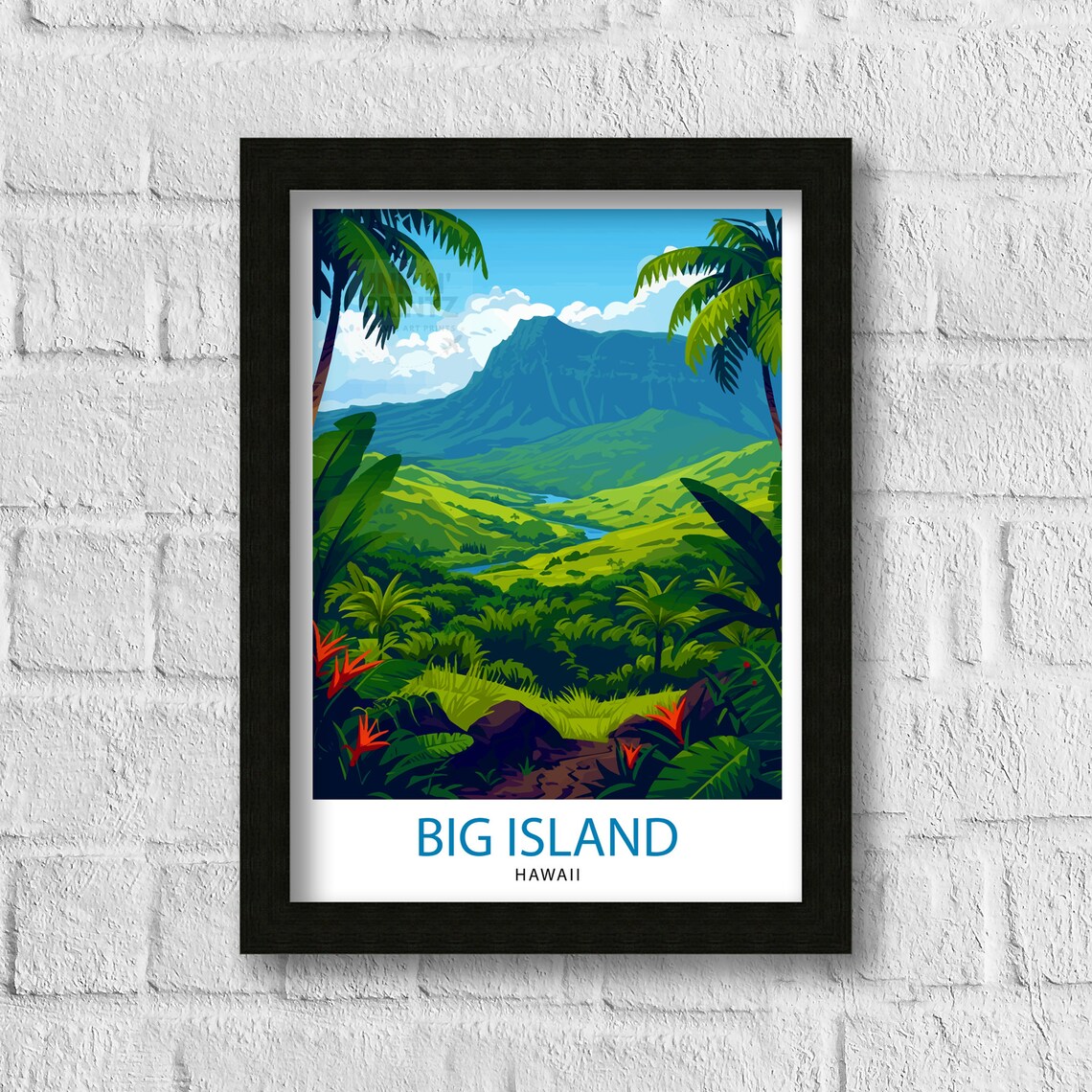 Big Island Hawaii Lush Green Valley Mountains Tropical Travel Poster - Image 3