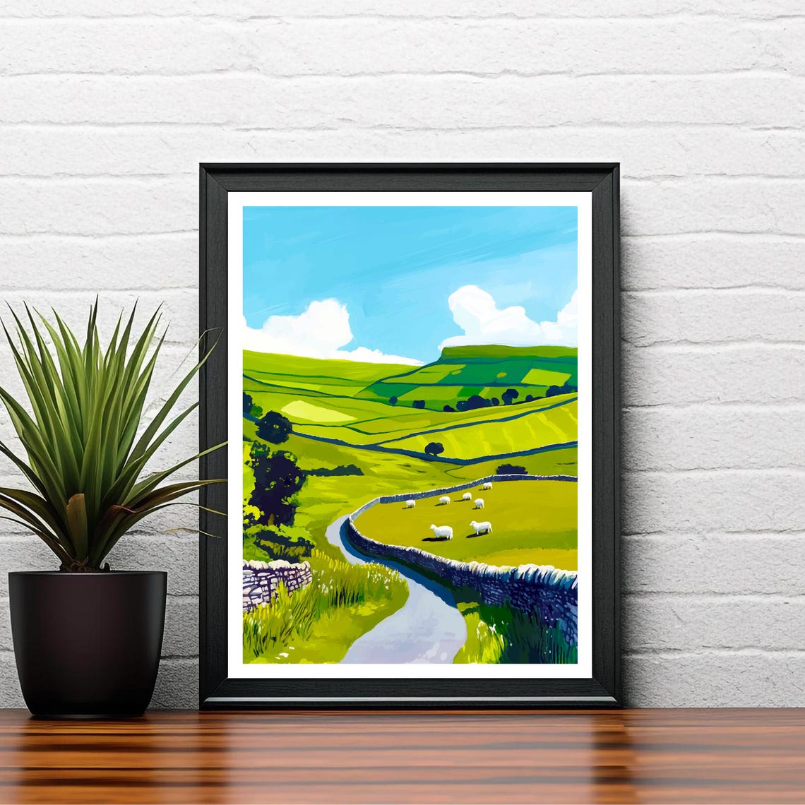 Yorkshire Dales England Rolling Hills Stone Walls Sheep Art Poster - Image 2