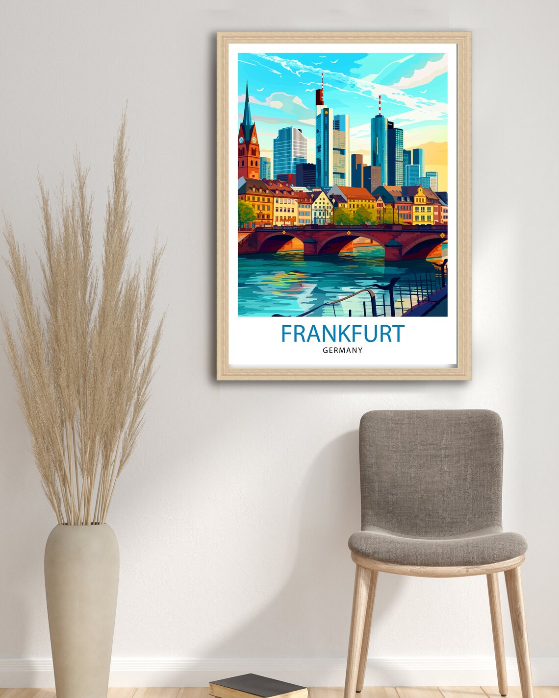 Frankfurt Germany Travel Print Frankfurt Wall Decor Frankfurt Home Living Decor Frankfurt Illustration Travel Poster Germany Travel Print - Image 2