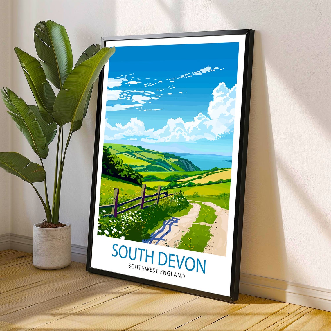 South Devon Southwest England Coast Path Rolling Hills Travel Poster - Image 3