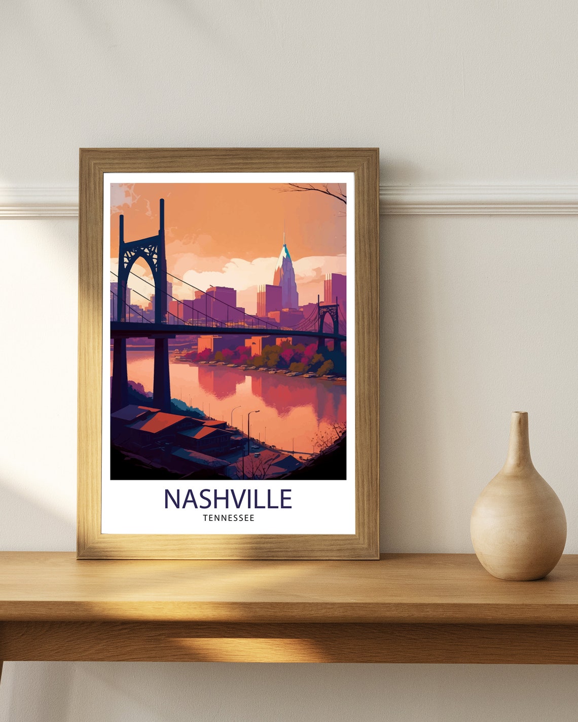Nashville Travel Print Nashville Wall Art Nashville Poster Music City Decor Tennessee Print Nashville Illustration Travel Poster Nashville - Image 3