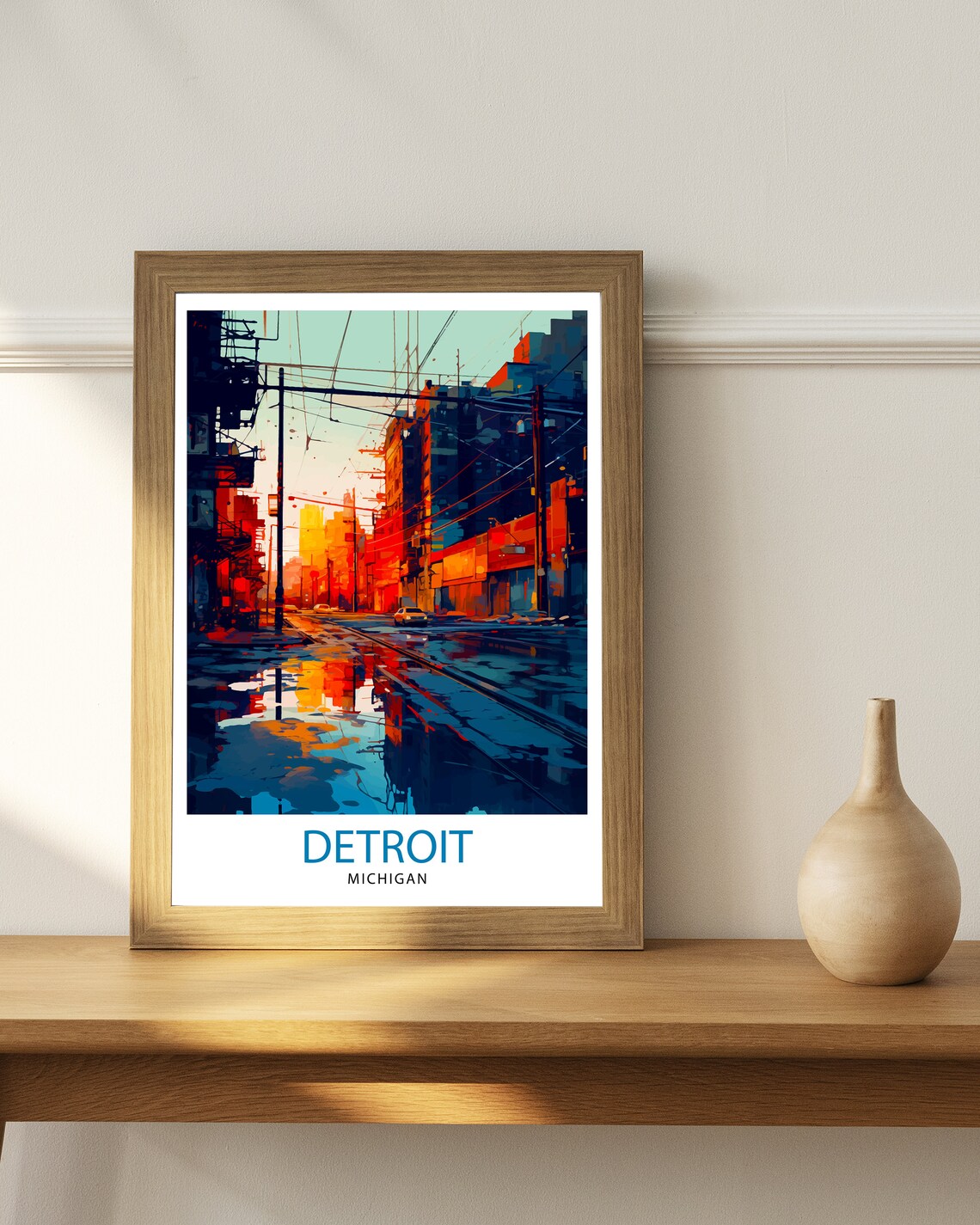 Detroit Michigan Travel Poster, USA Travel Art - Image 2