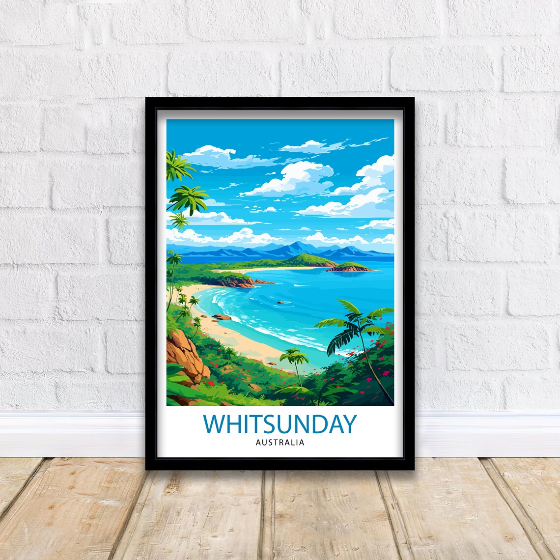 Whitsunday Australia Tropical Beach Bay Palms Islands Scenic Poster - Image 2