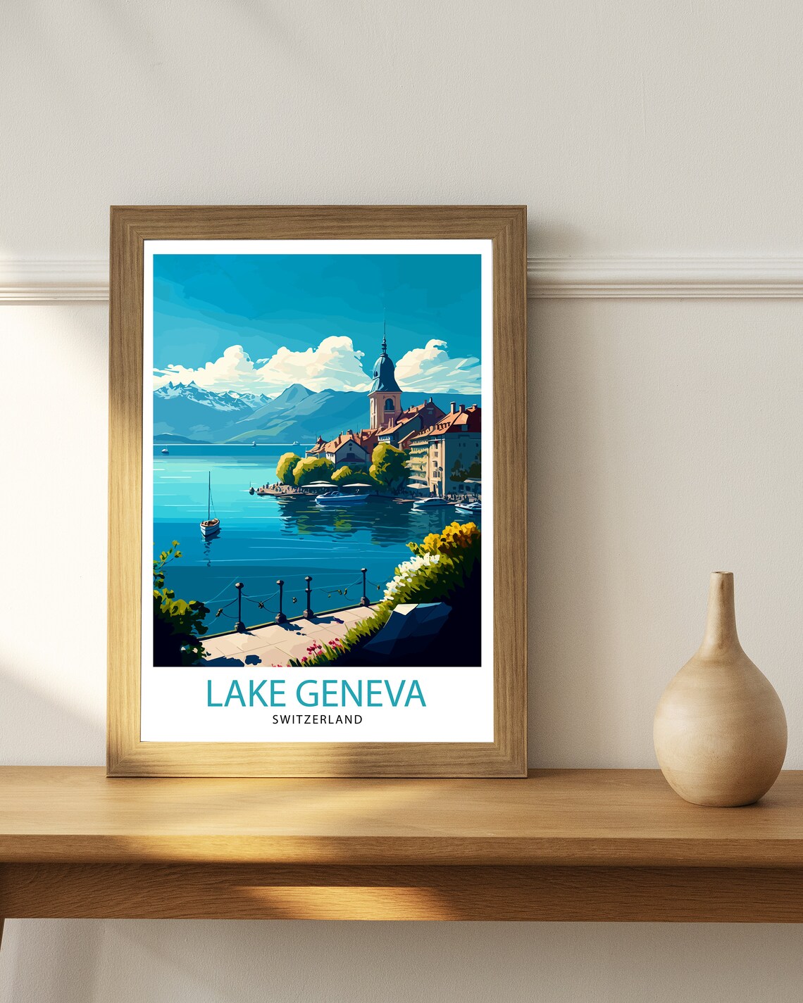 Lake Geneva Switzerland Travel Poster, Home Decor - Image 2