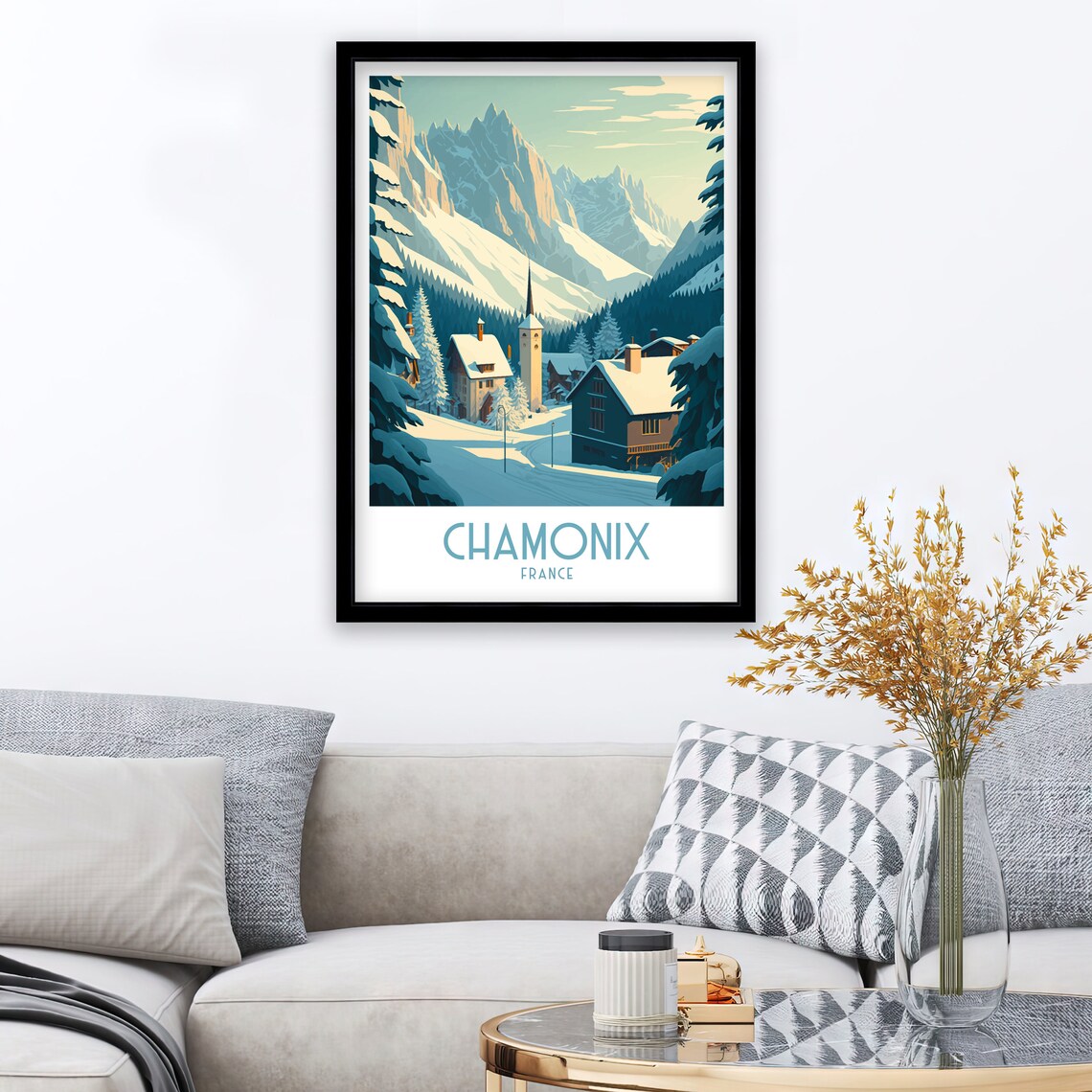 Chamonix Travel Poster, France Skiing Art - Image 2