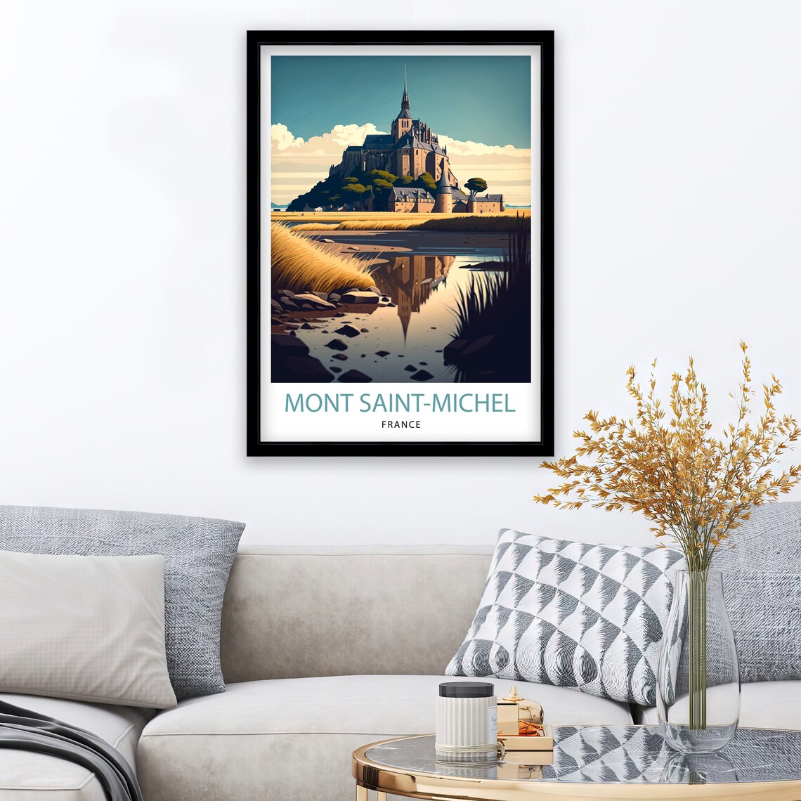 Mont Saint Michel Travel Poster, France Illustration - Image 2