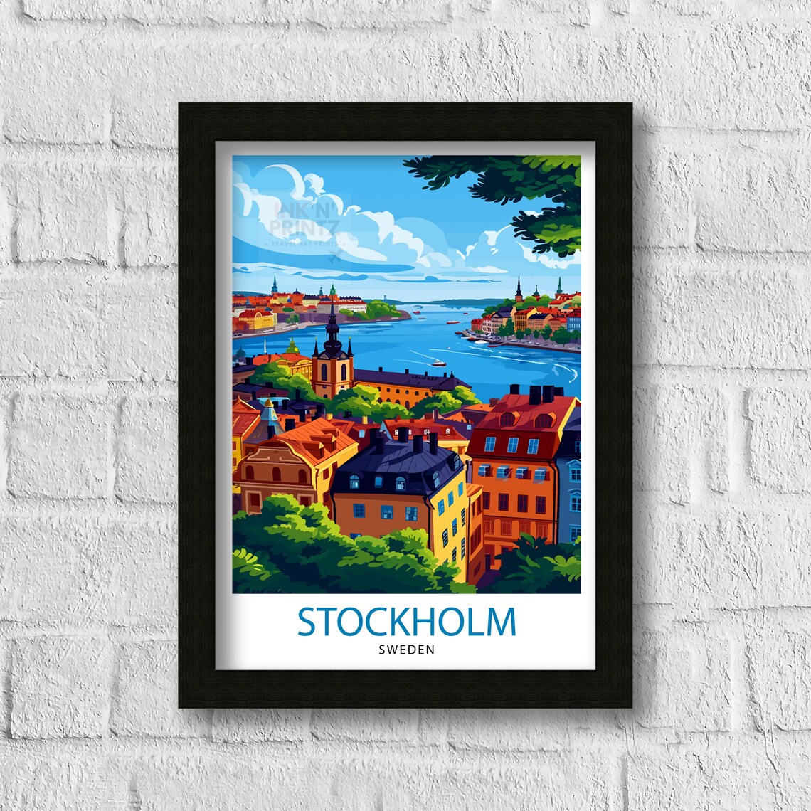 Stockholm Sweden Travel Poster, Scandinavian Art Print - Image 3