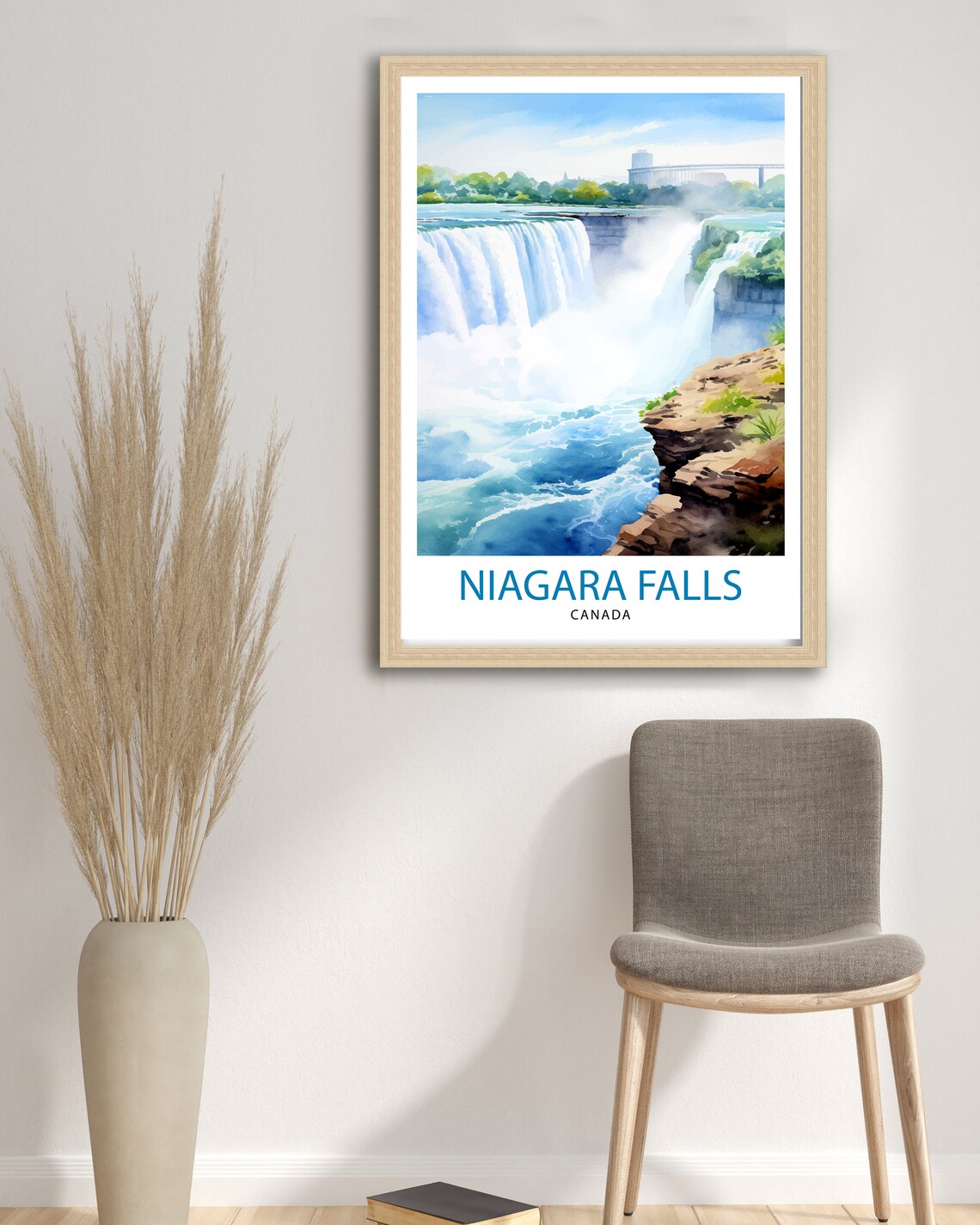 Niagara Falls Canada Scenic Watercolor Waterfall Travel Poster - Image 3