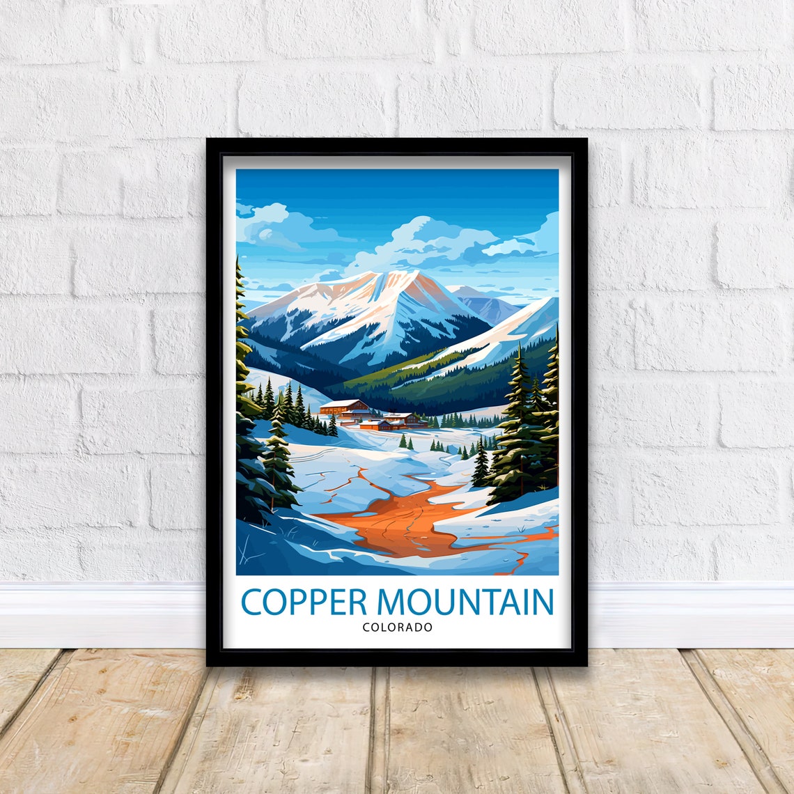 Copper Mountain Colorado Snowy Peak Ski Lodge Pines Winter Poster - Image 2