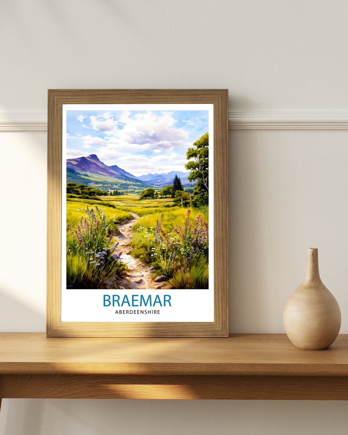 Braemar Aberdeenshire Scottish Mountain Trail Wildflower Art Poster - Image 2