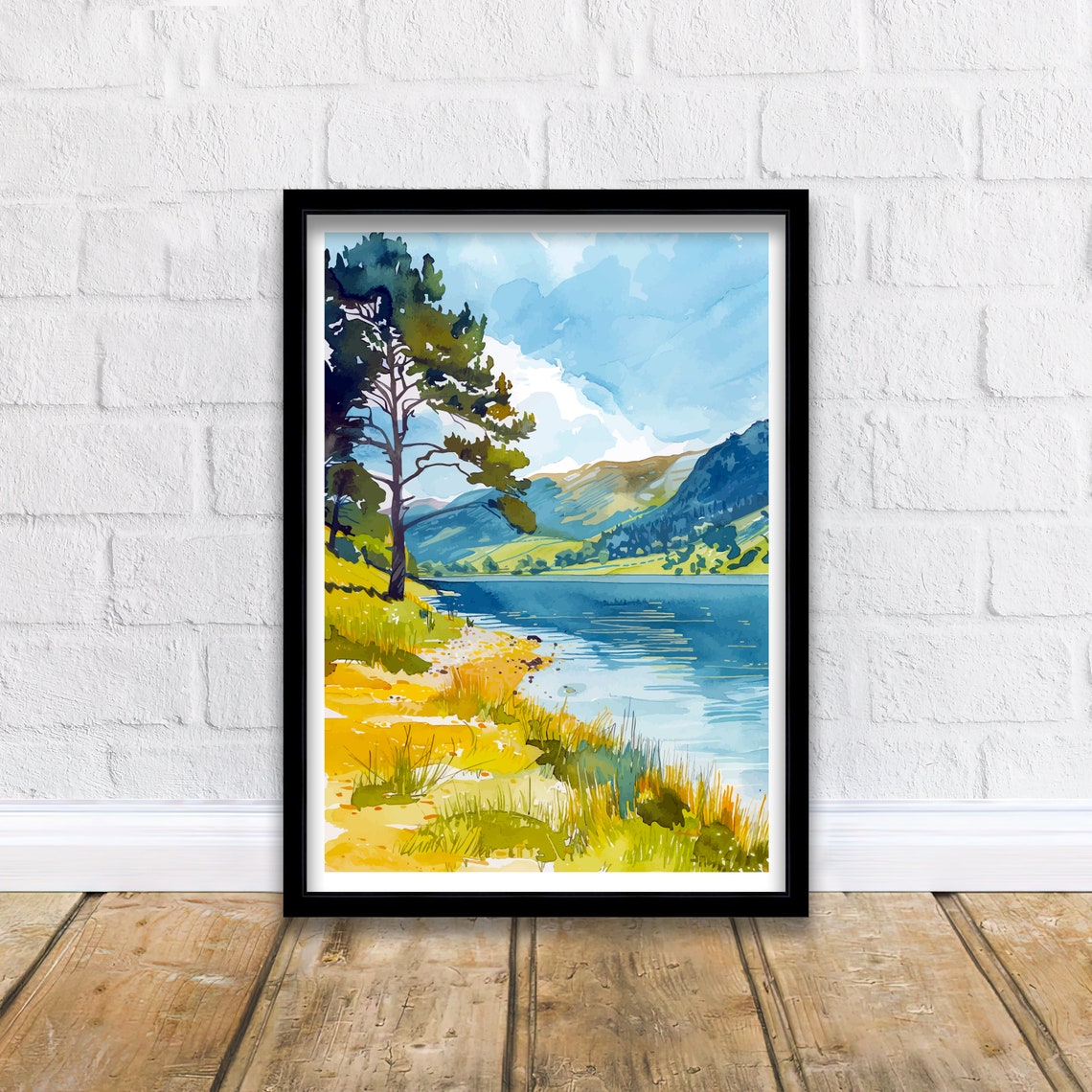 Ullswater Lake District Pine Shore Watercolor Landscape Poster - Image 3