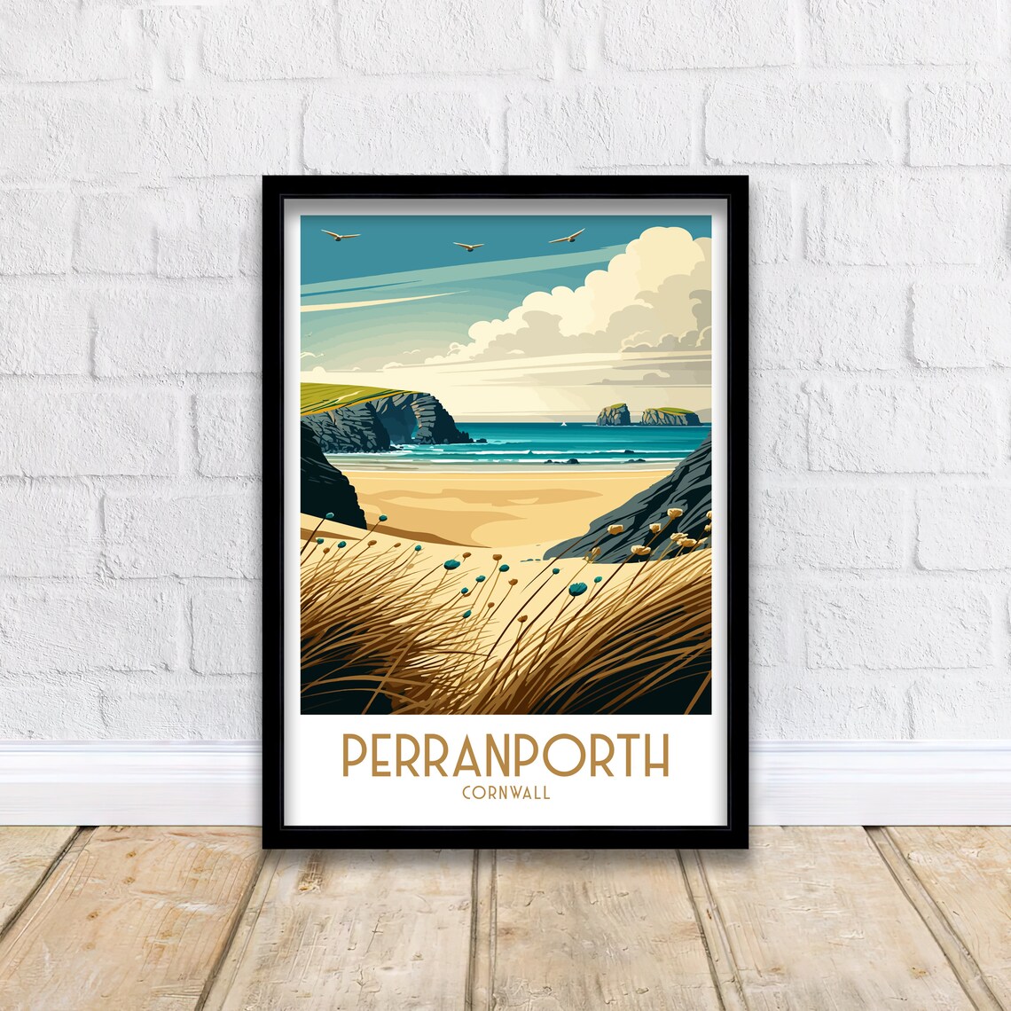 Perranporth Travel Poster, Cornwall Beach Print - Image 2