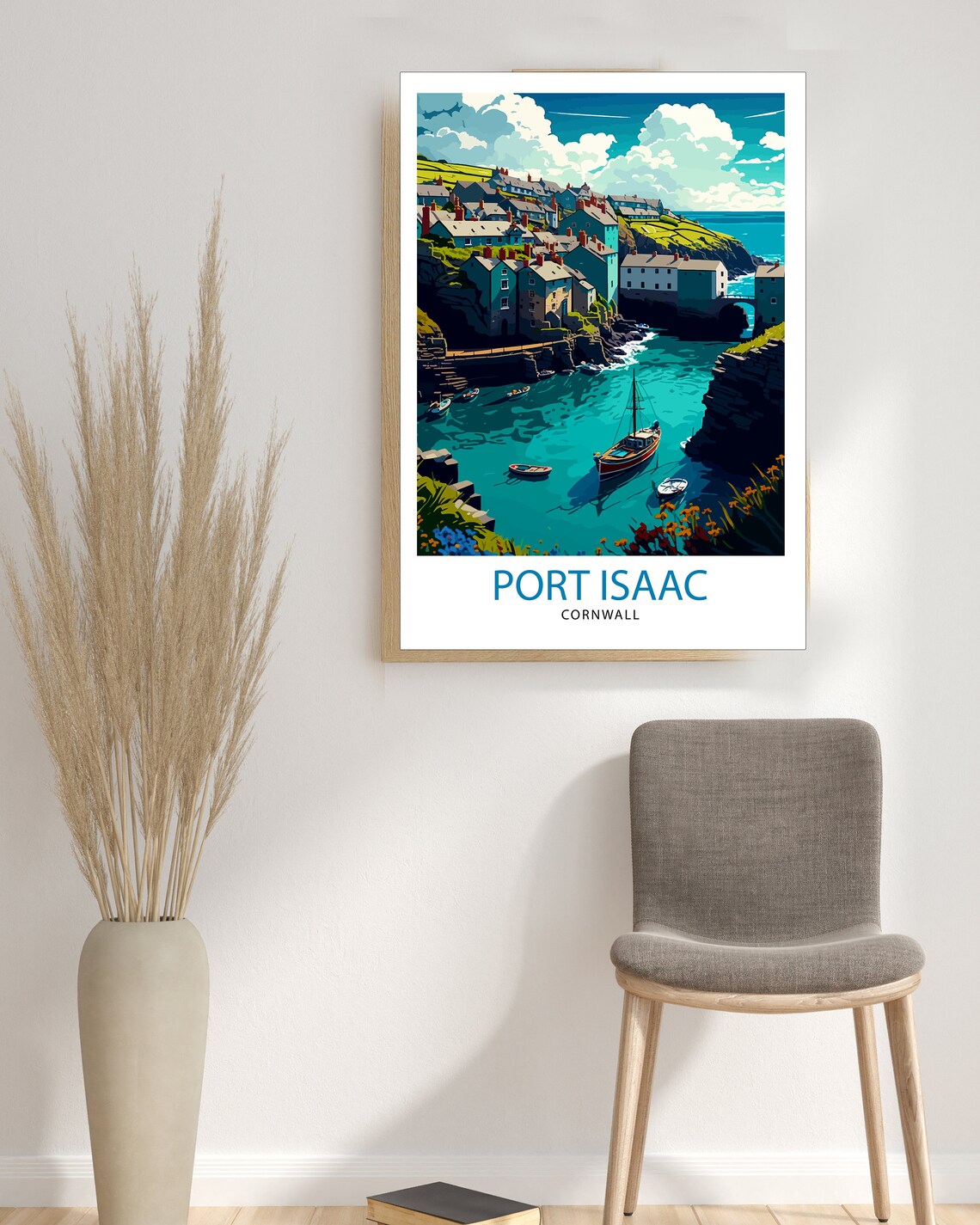 Port Isaac Cornwall Travel Poster, Coastal Art Print - Image 3