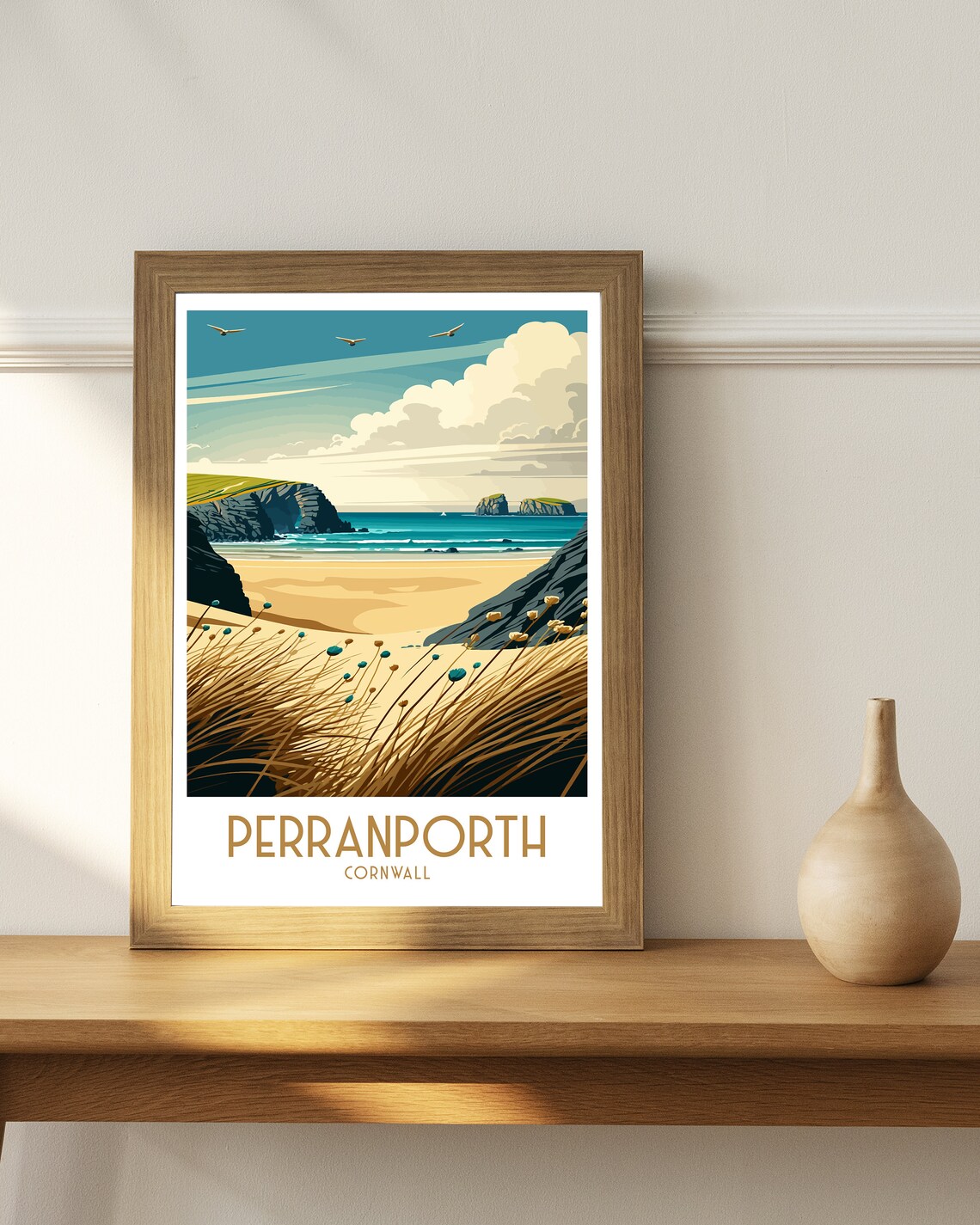 Perranporth Travel Poster, Cornwall Beach Print - Image 3