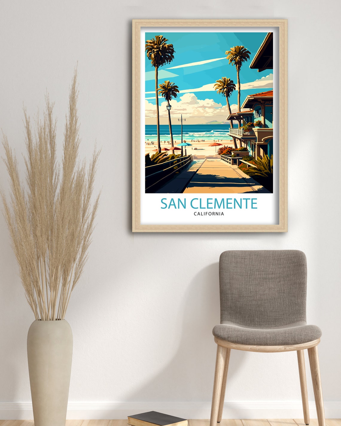 San Clemente California Beach Boardwalk Palms View Travel Poster - Image 3