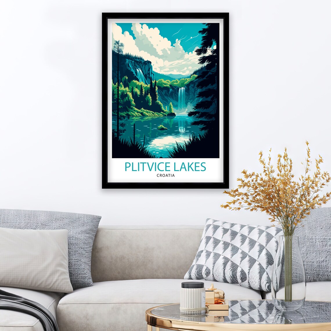 Plitvice Lakes National Park Illustration Travel Poster - Image 2