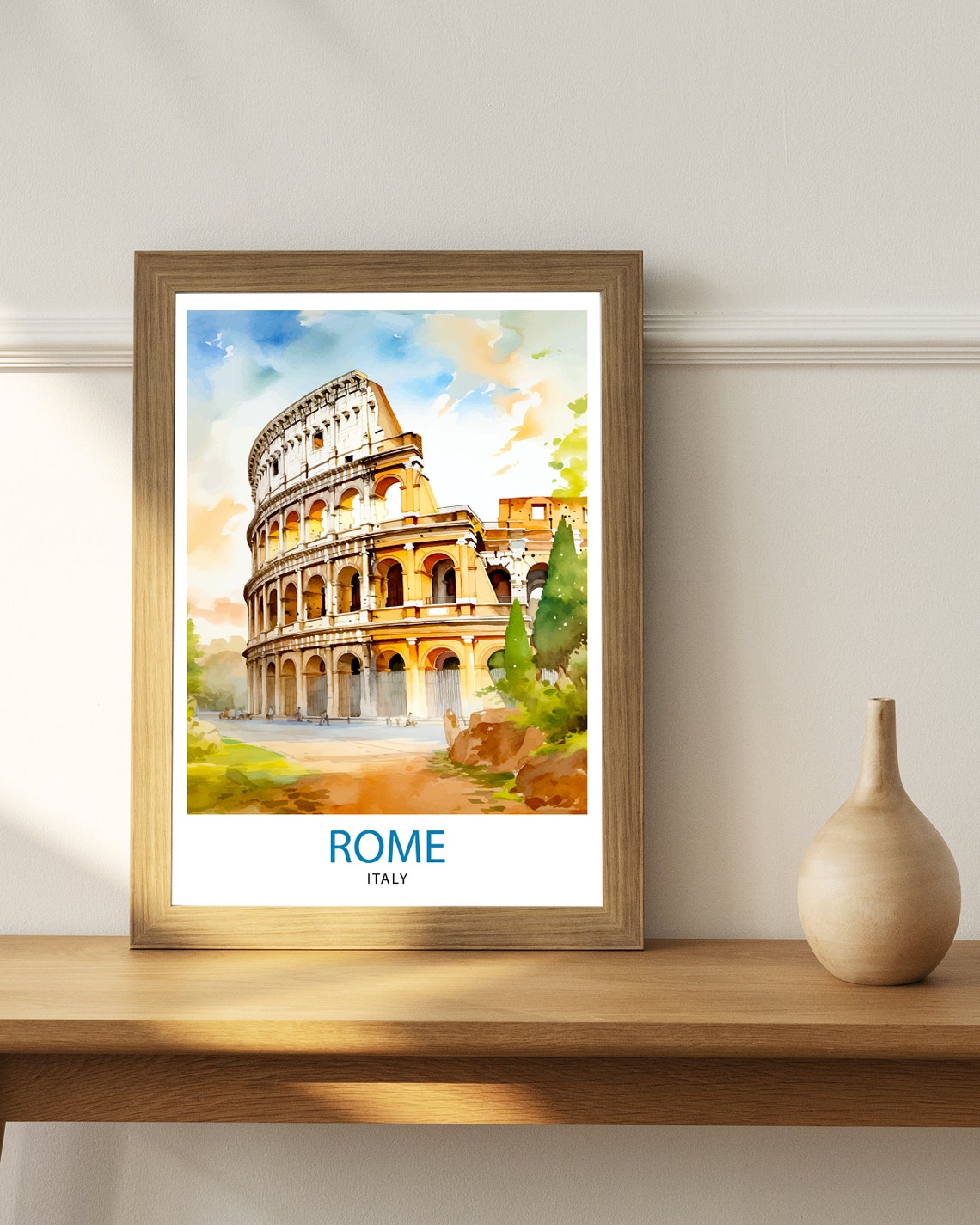 Rome Italy Colosseum Watercolor Ancient Landmark Travel Poster - Image 2