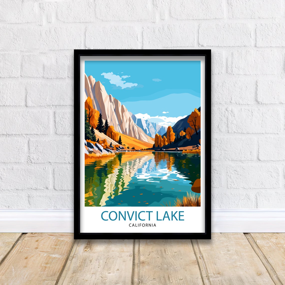 Convict Lake California Autumn Aspens Granite Cliffs Reflection Poster - Image 2