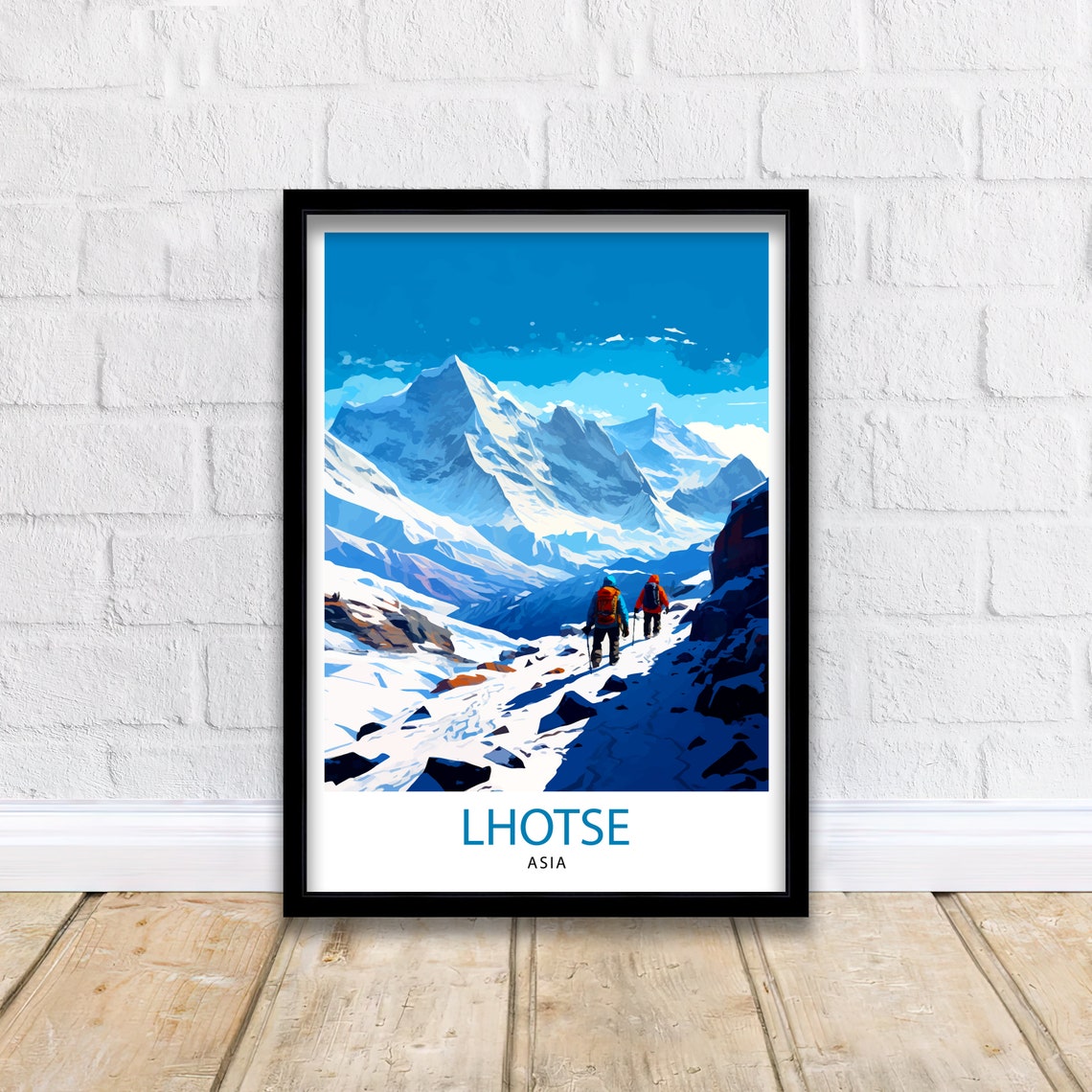 Lhotse Asia Himalayan Peak Climbers Snow Mountain Adventure Poster - Image 2