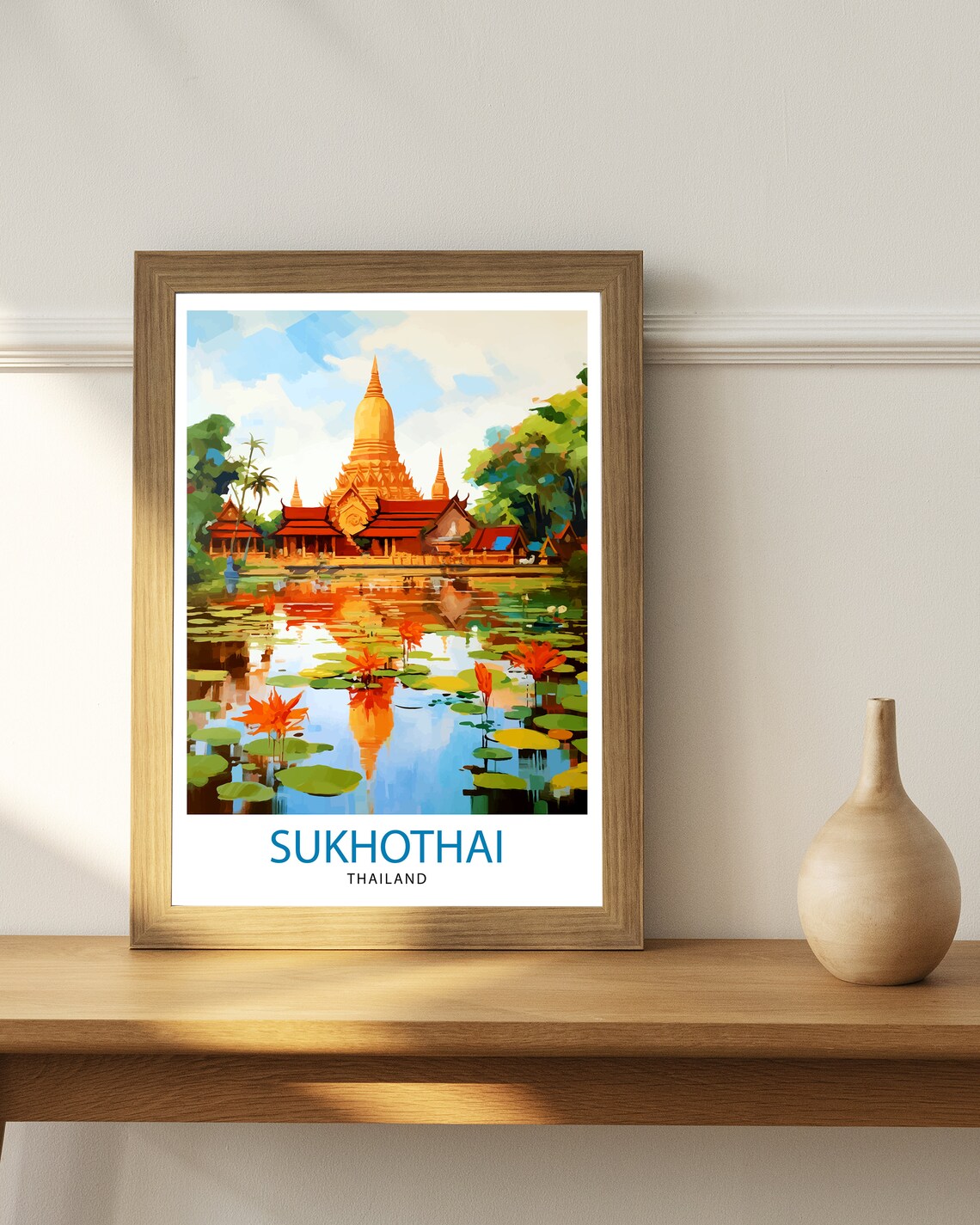 Sukhothai Thailand Travel Poster, Travel Wall Decor - Image 2