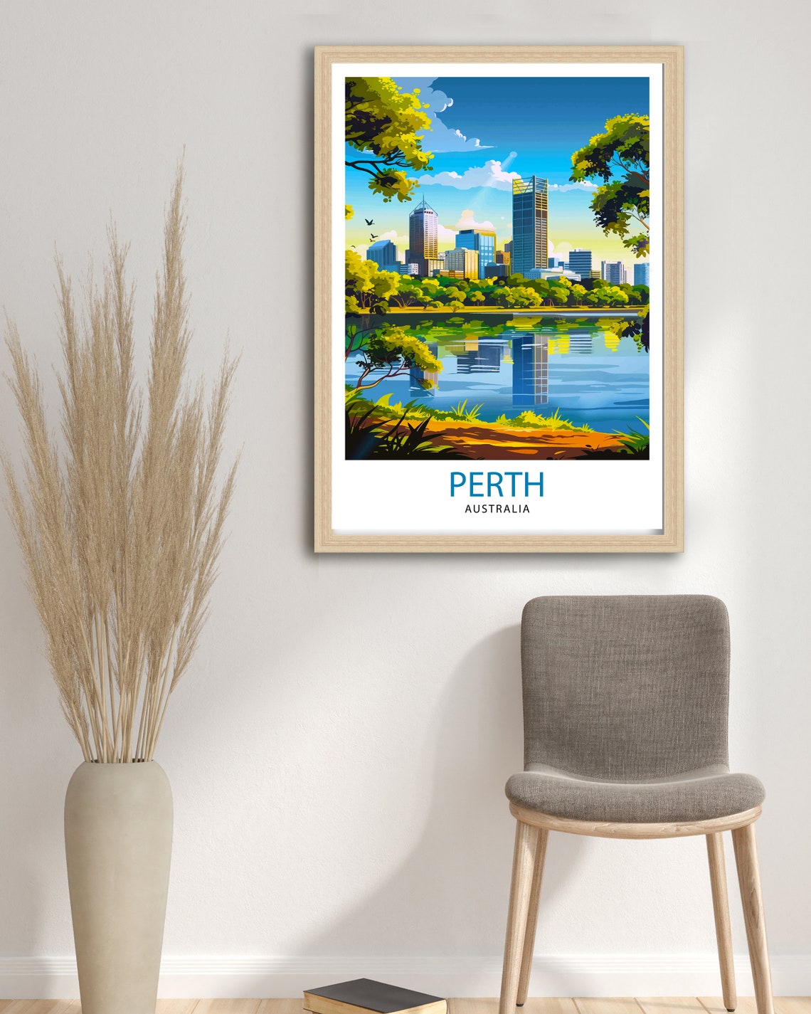 Perth Australia City Skyline Swan River Sunset Travel Poster - Image 2