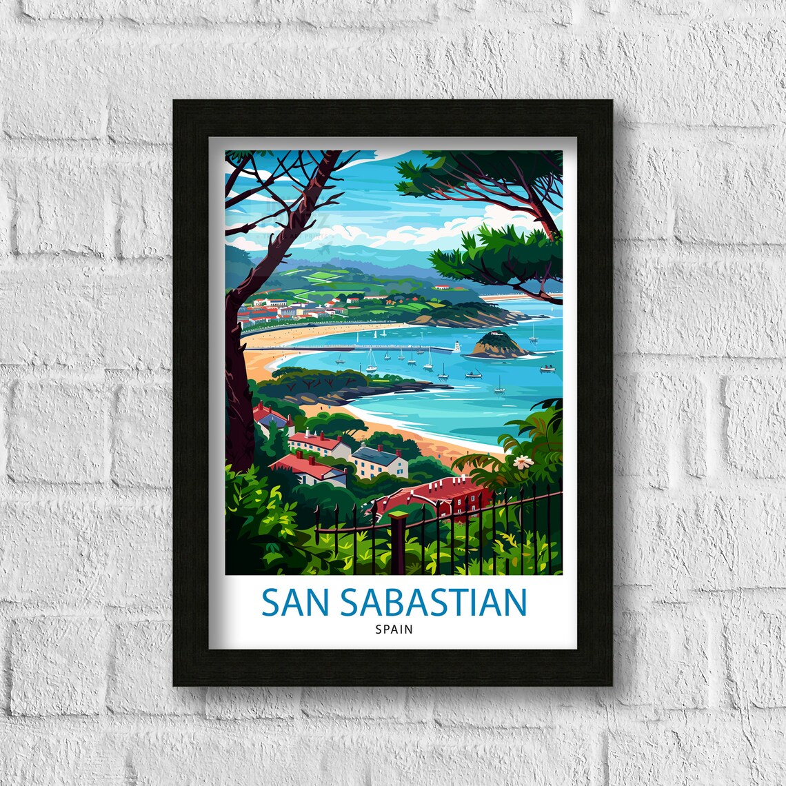 San Sebastian Spain Illustration Travel Poster - Image 3