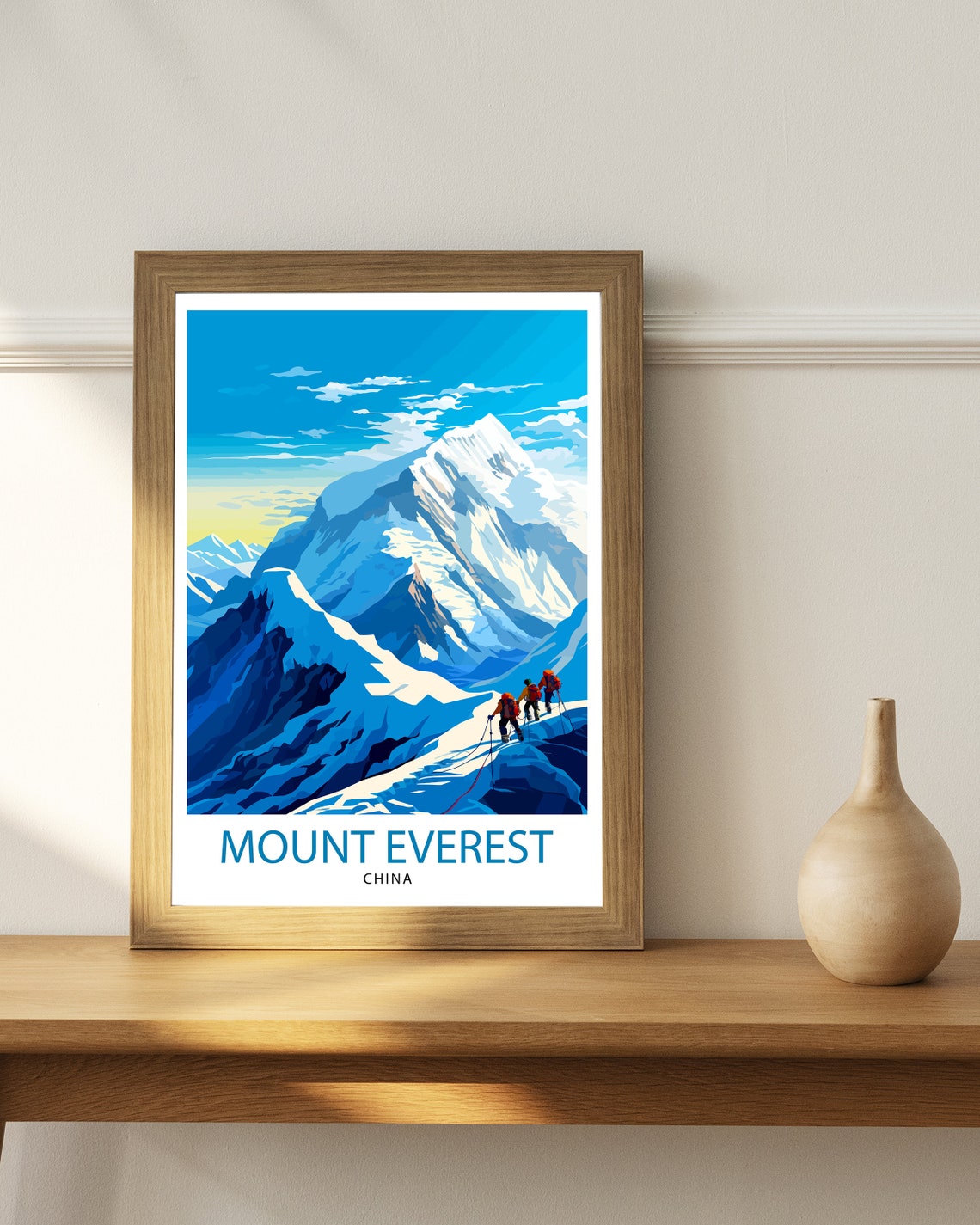 Mount Everest China Snowy Summit Climbers Vintage Travel Poster - Image 3