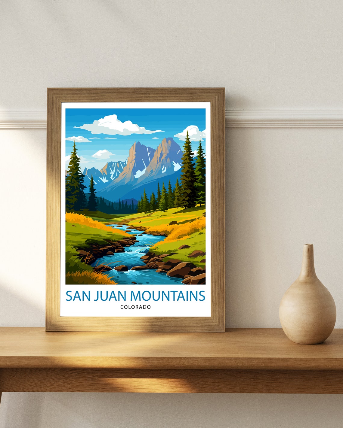 San Juan Mountains Meadow Stream Jagged Peaks Colorado Poster - Image 3