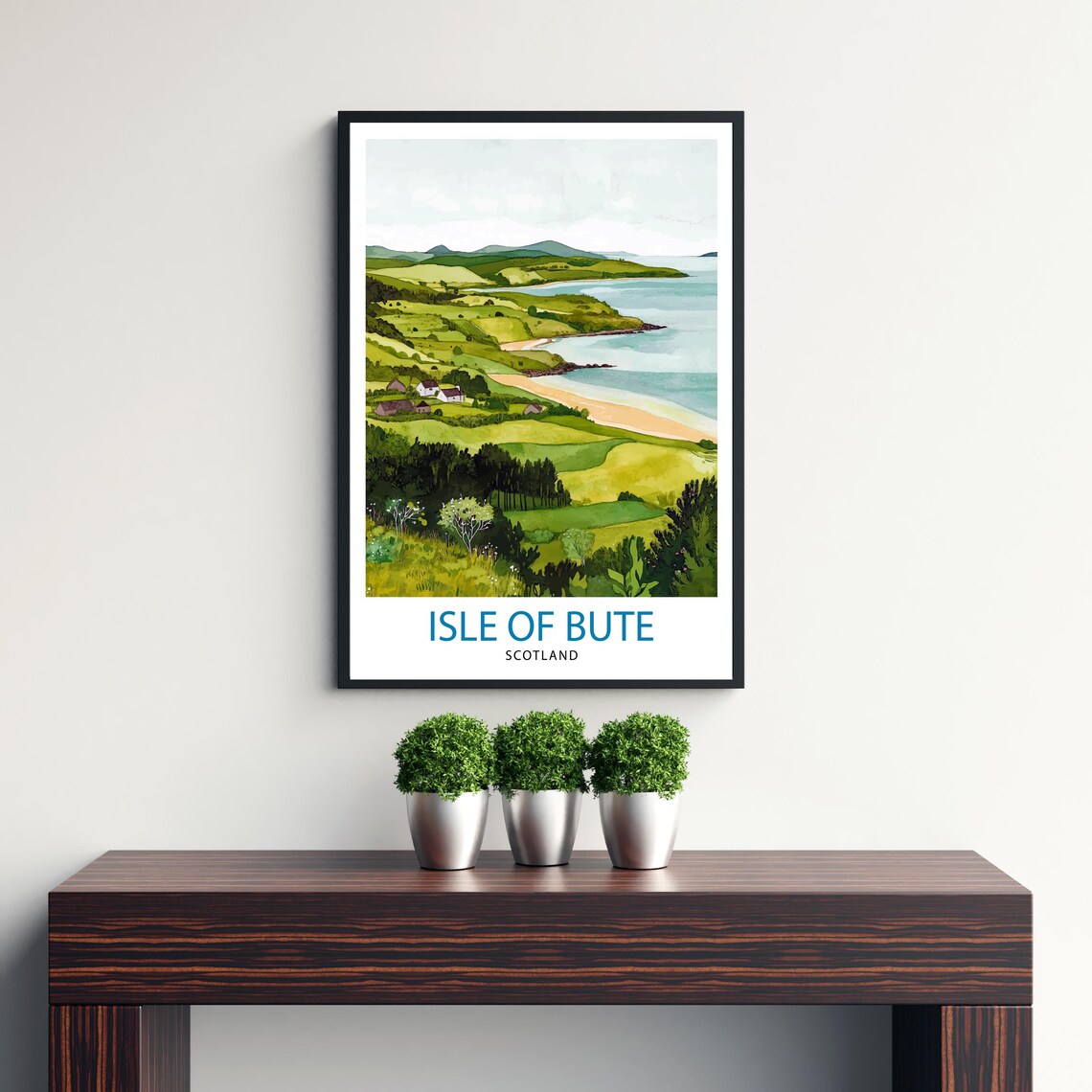 Isle Of Bute Scotland Green Rolling Hills Coastal Bay Wall Print - Image 3