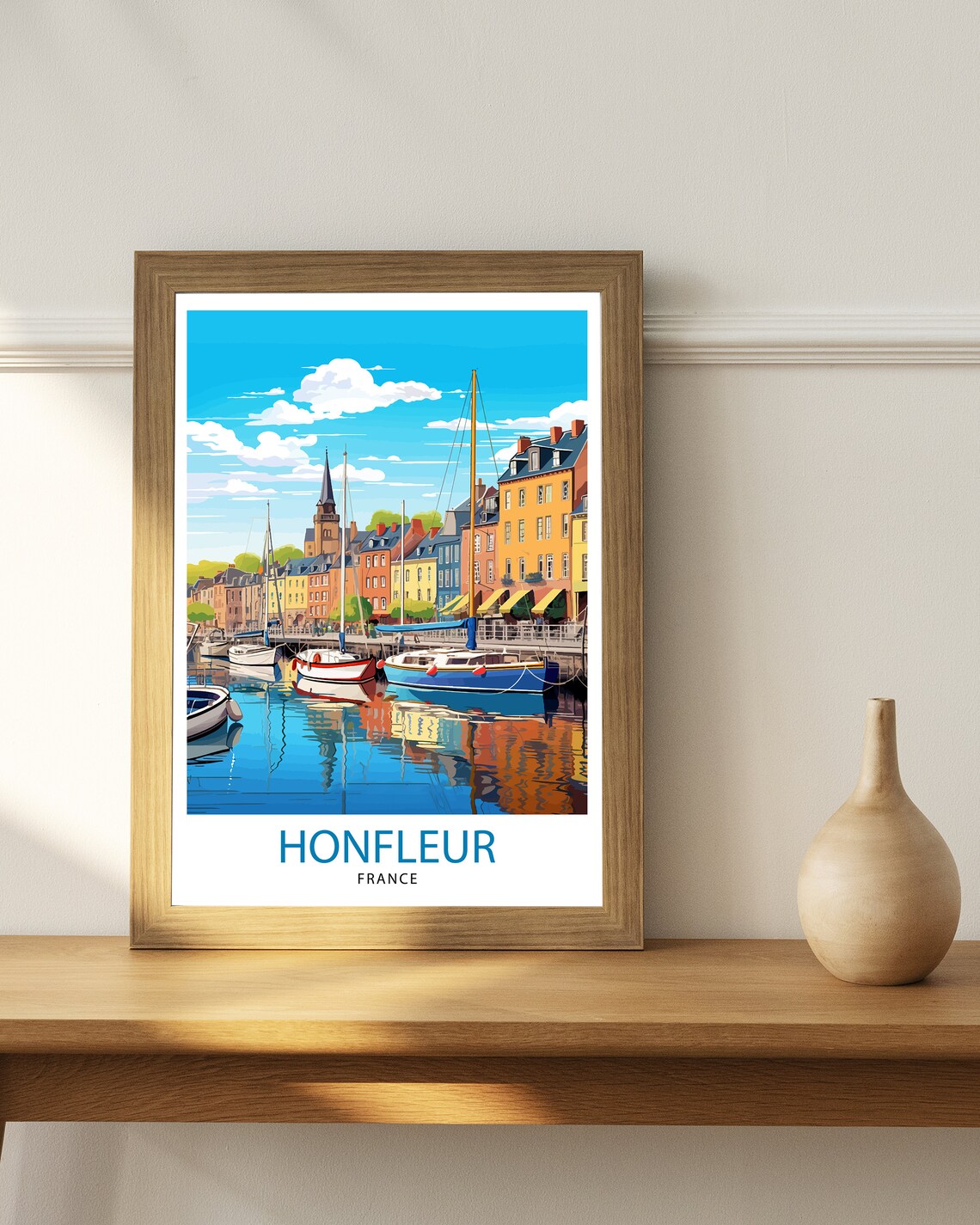 Honfleur France Travel Poster, European Harbor Art - Image 2