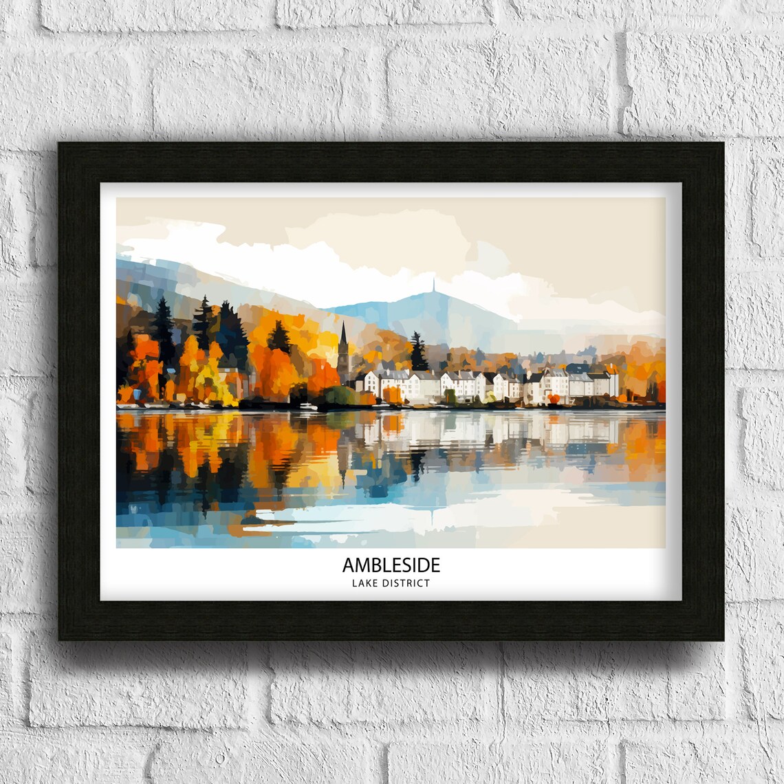 Ambleside Lake District Illustration Travel Poster - Image 3