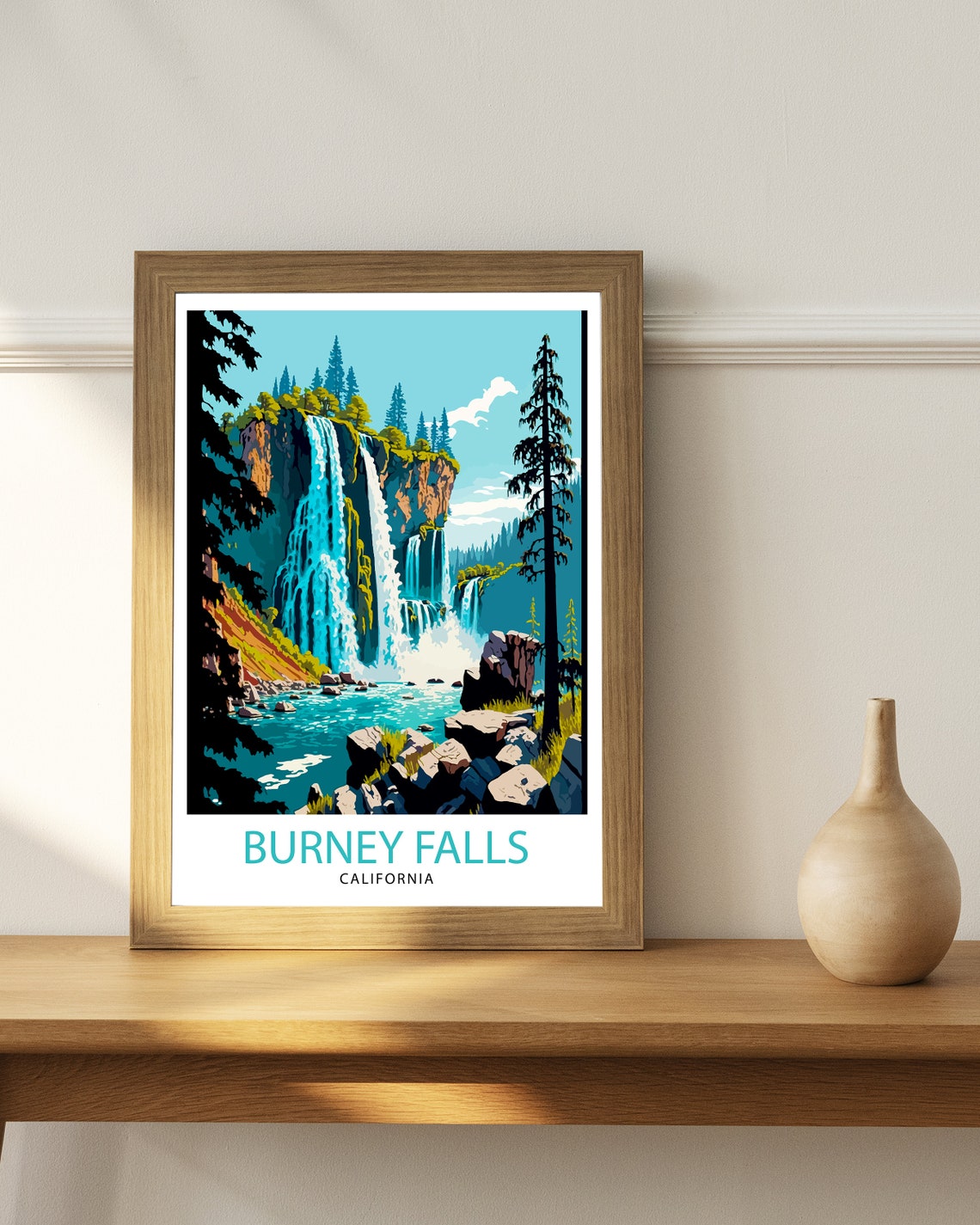 Burney Falls California Waterfall Pine Forest Pool Travel Poster - Image 2