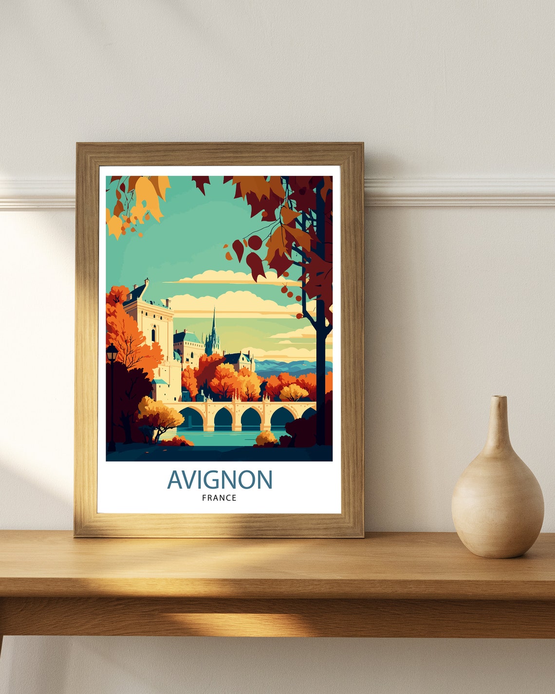 Avignon France Autumn Bridge River Historic City Fall Poster - Image 3