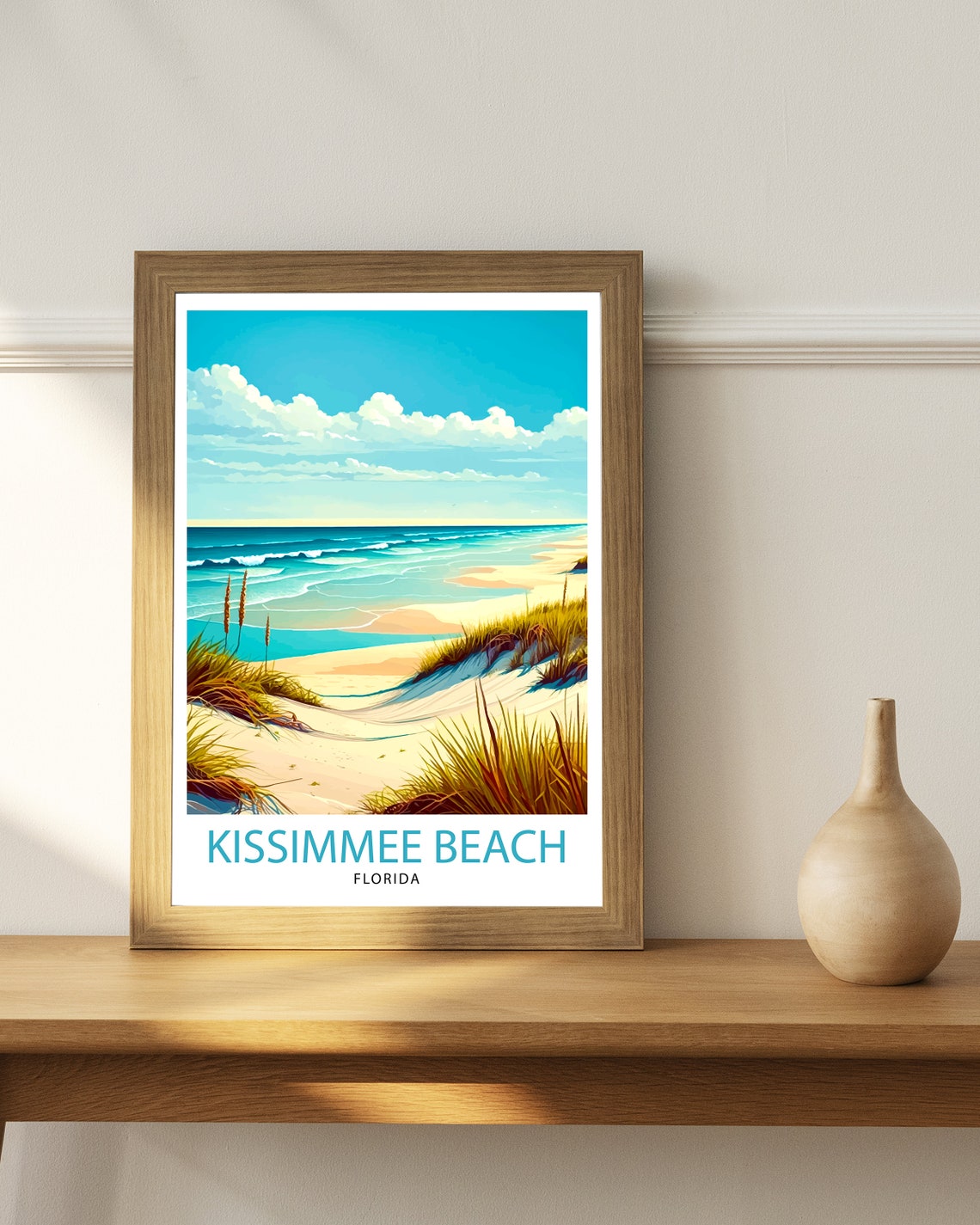 Kissimmee Beach Florida Sand Dunes Ocean Vintage Travel Poster - Image 2