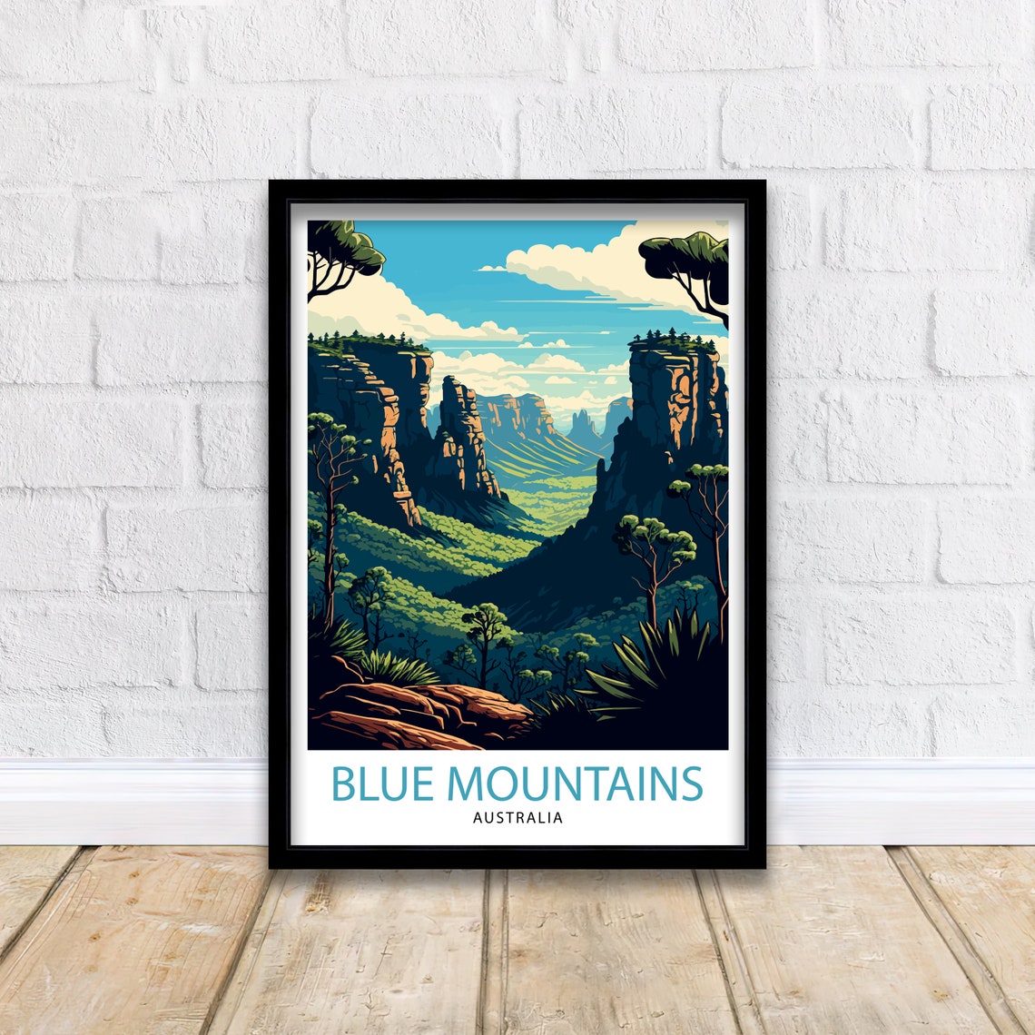 Blue Mountains Australia Eucalyptus Cliff Valley Scenic Travel Poster - Image 2