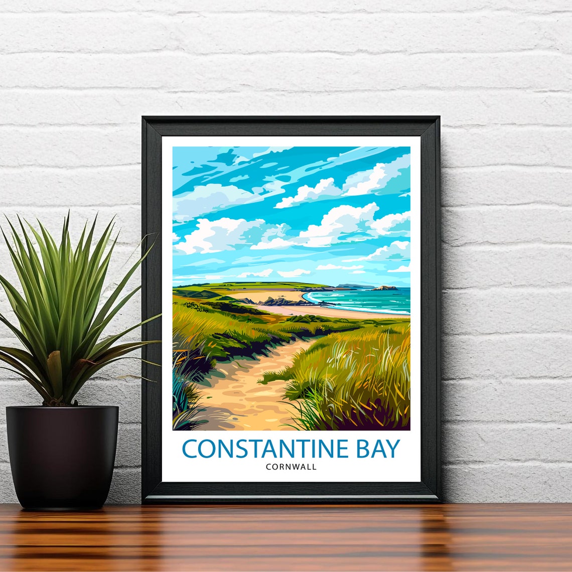 Constantine Bay Cornwall Dune Path Sandy Beach Travel Poster - Image 2