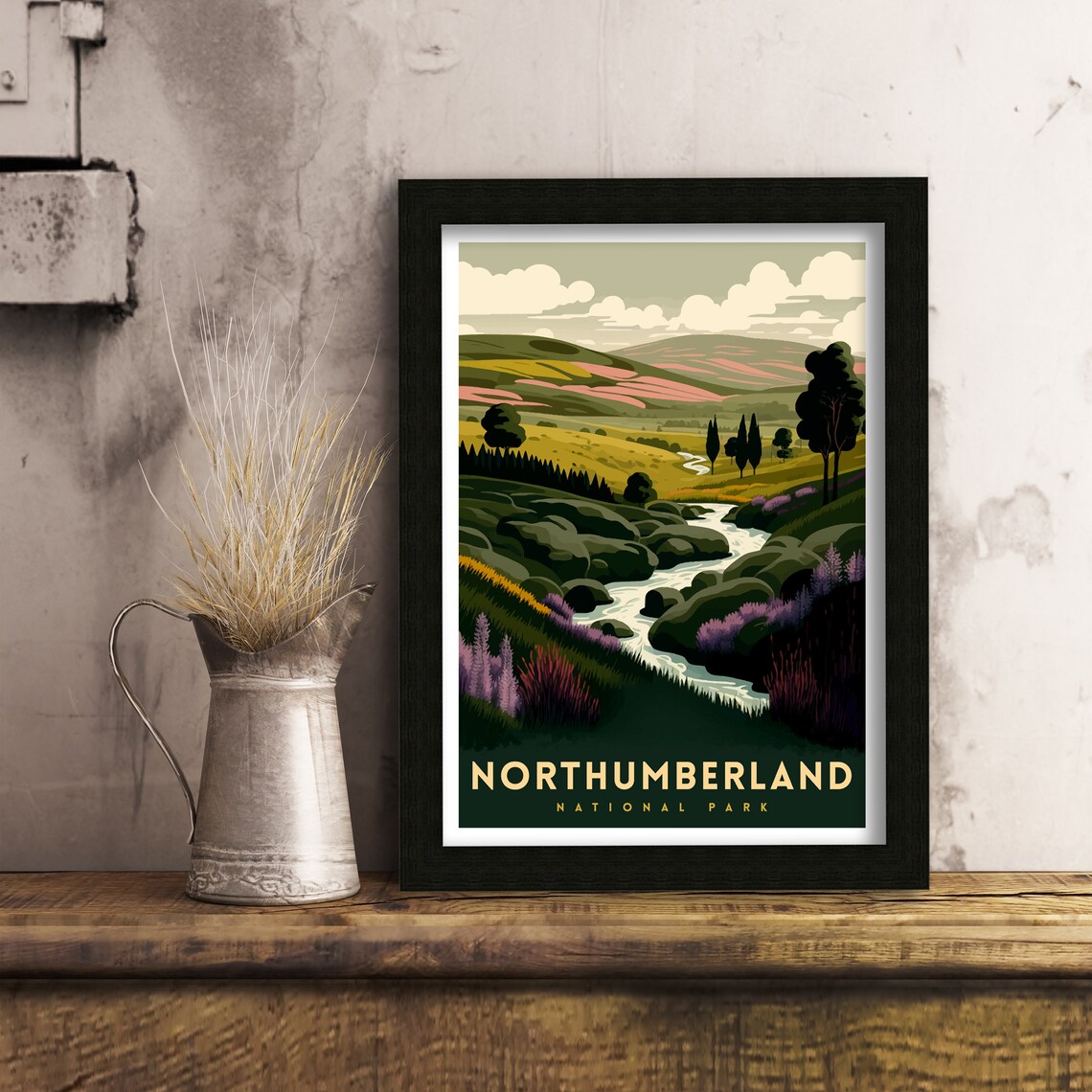 Northumberland National Park Travel Poster, UK Landscape - Image 2