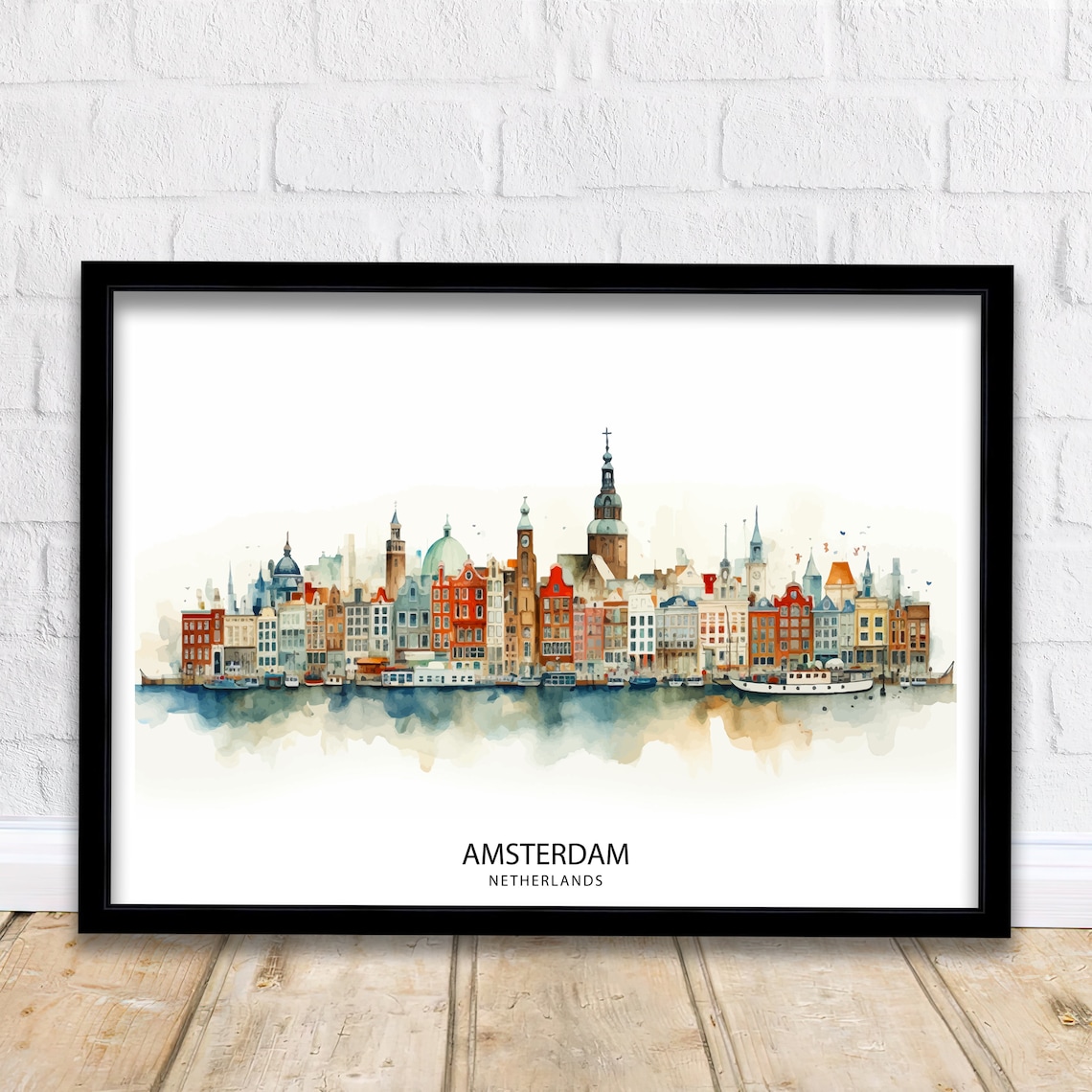 Amsterdam Skyline Print, Dutch Cityscape Poster