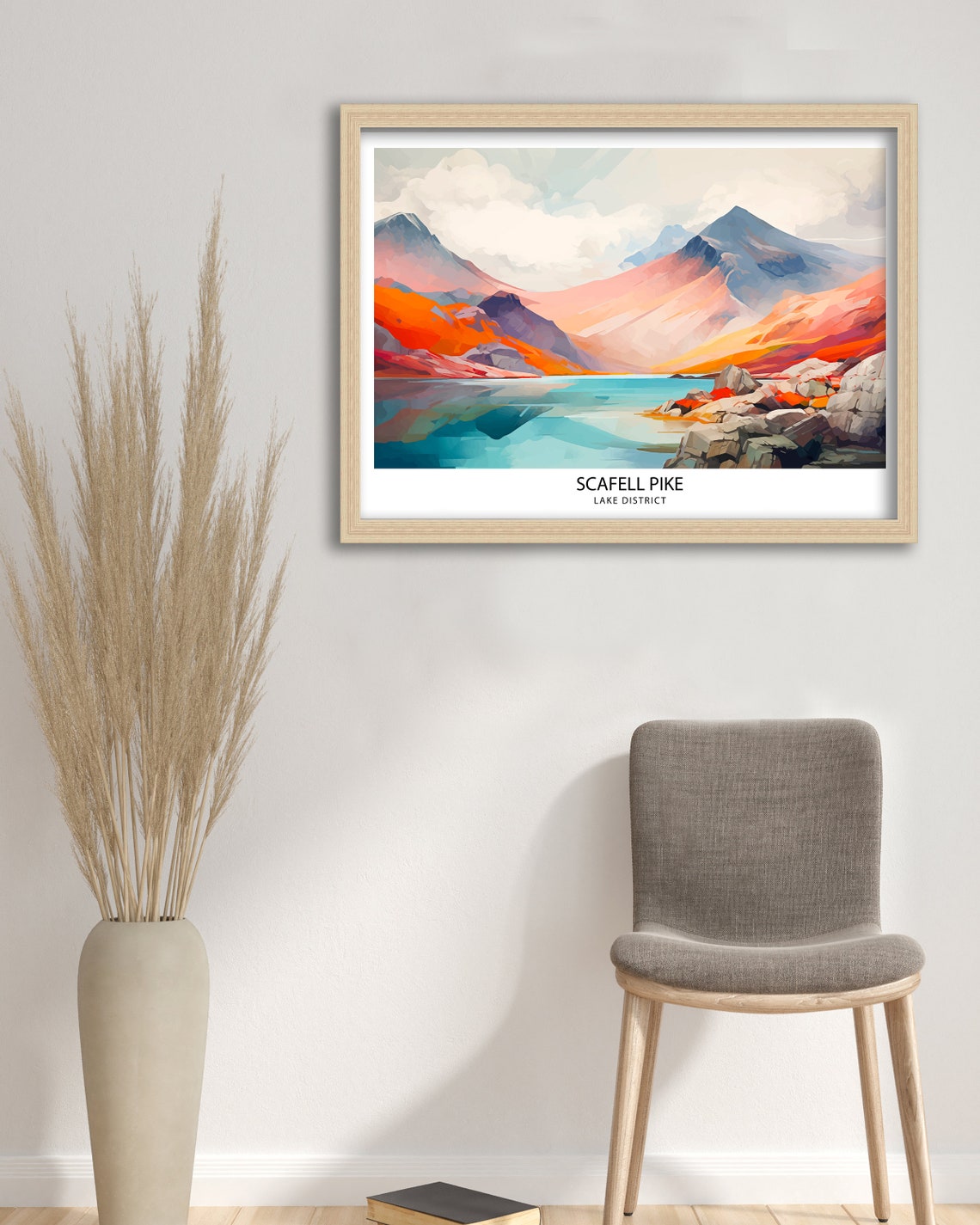 Scafell Pike Lake District Rugged Rocky Peaks Lake View Poster - Image 2