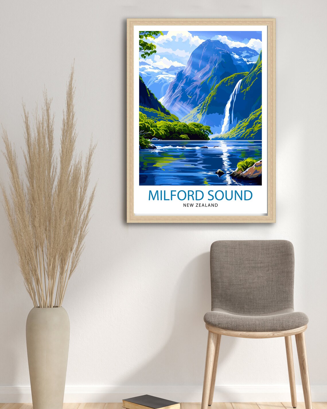 Milford Sound New Zealand Travel Poster, Travel Poster - Image 2