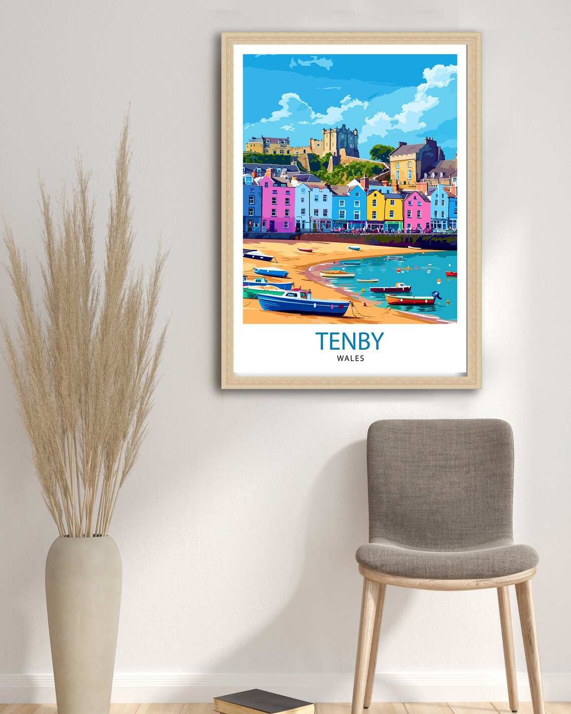 Tenby Pembrokshire Travel Poster, Coastal Art Print - Image 2
