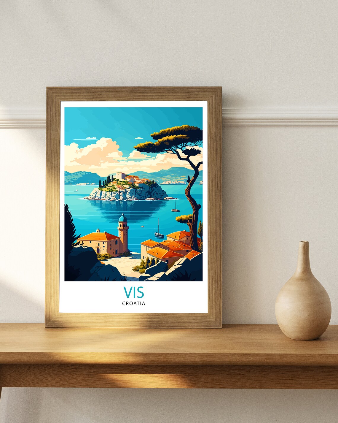 Vis Croatia Travel Poster, Vis Island Home Decor - Image 3