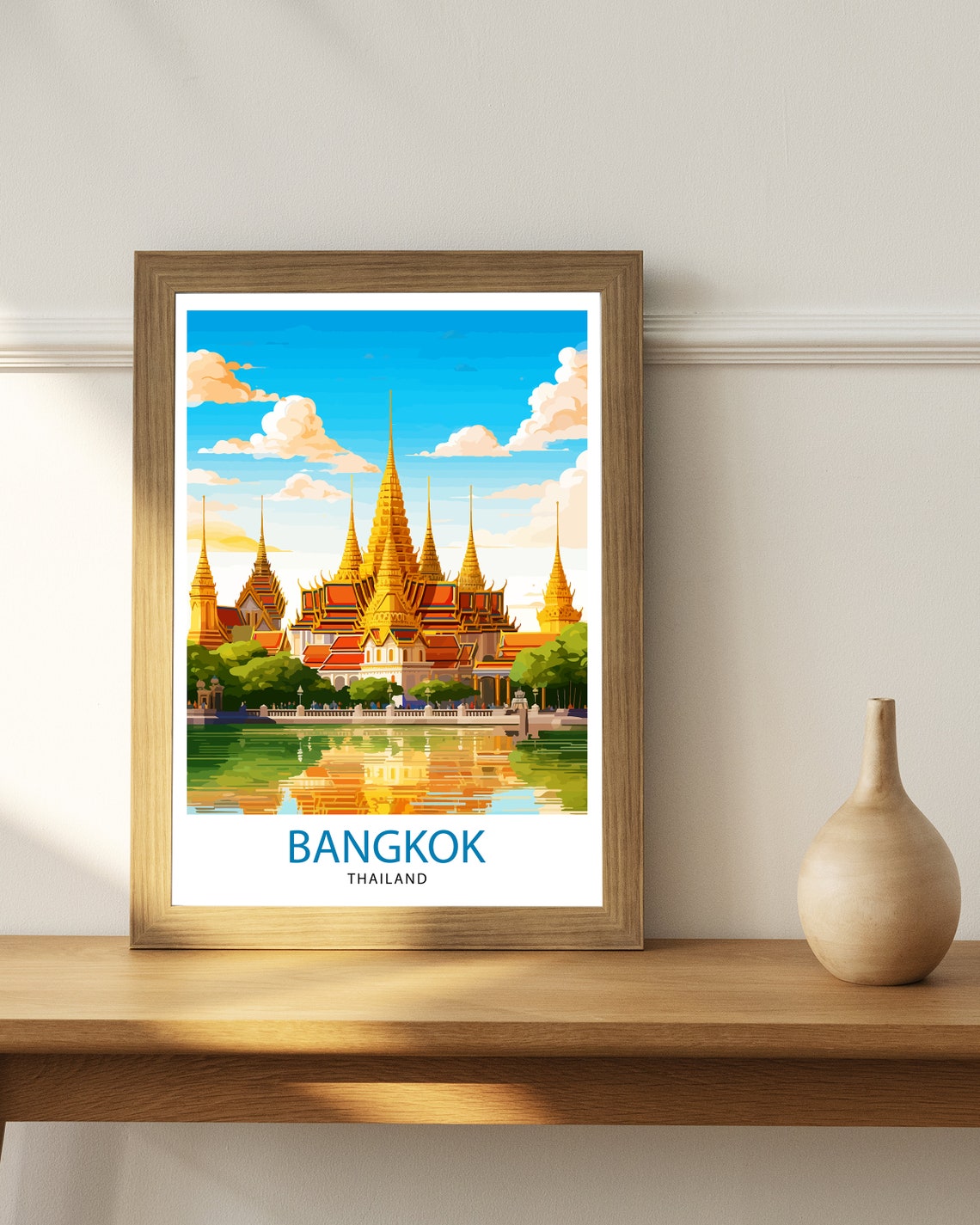 Bangkok Thailand Golden Palace Riverside Temples Travel Poster - Image 2
