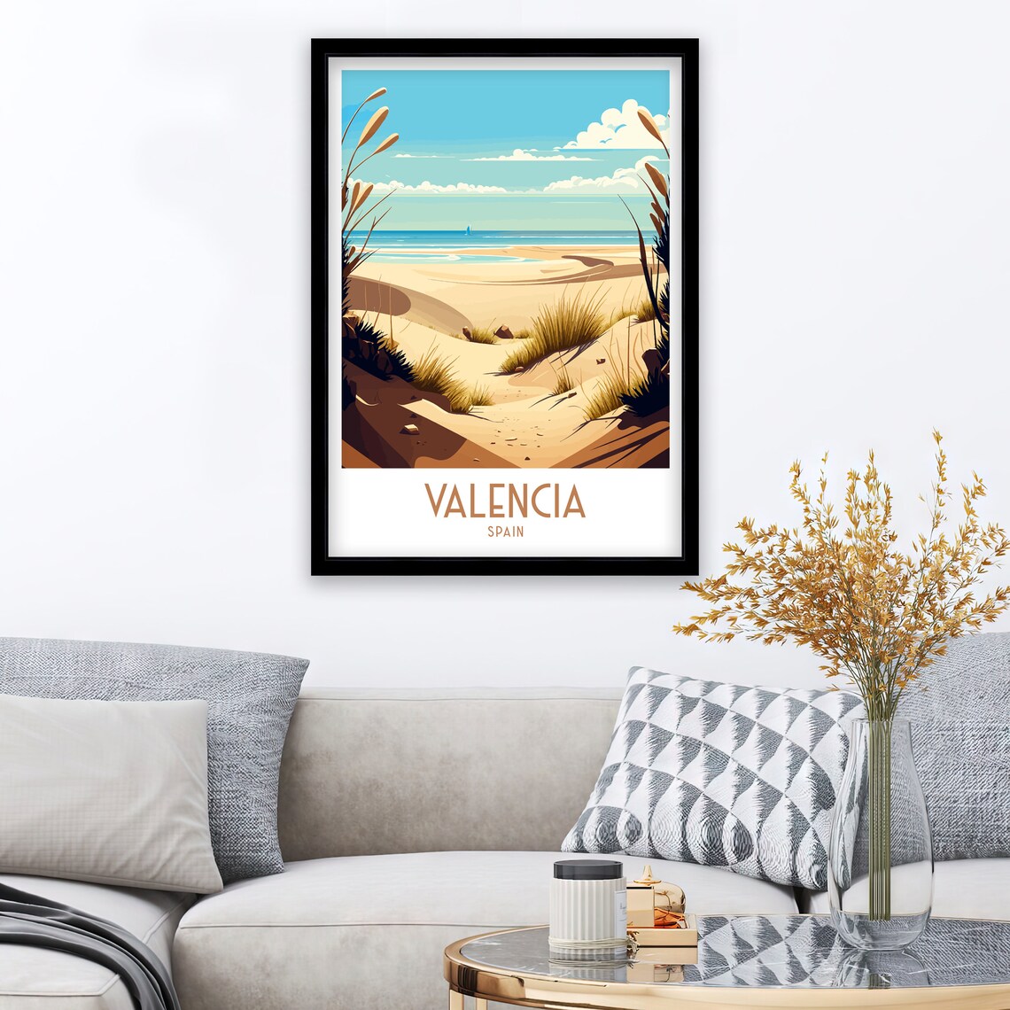 Valencia Spain Sandy Beach Dunes Summer Coast Vintage Travel Poster - Image 2