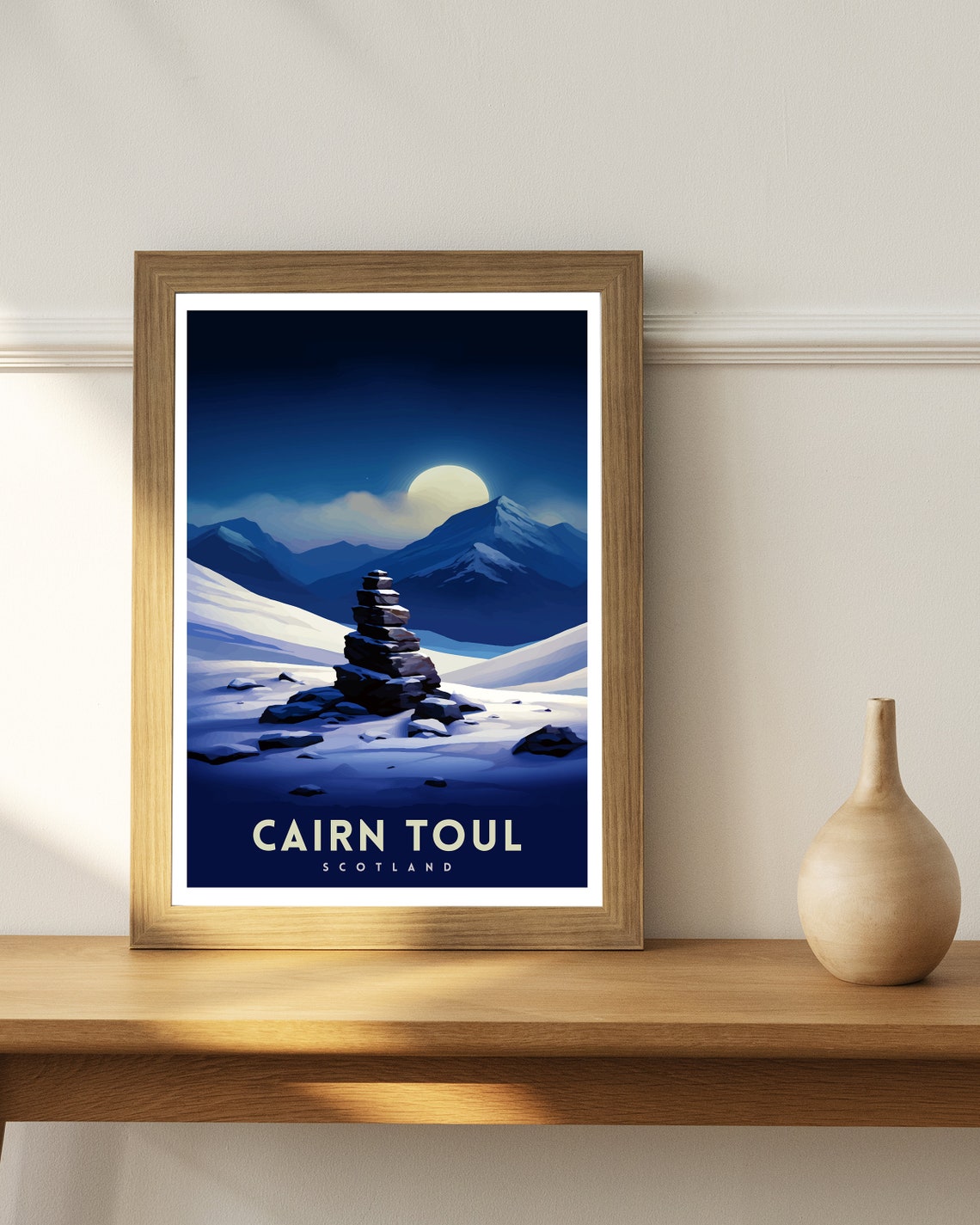 Cairn Toul Scotland Moonlit Snow Cairn Night Mountain Scene Poster - Image 3