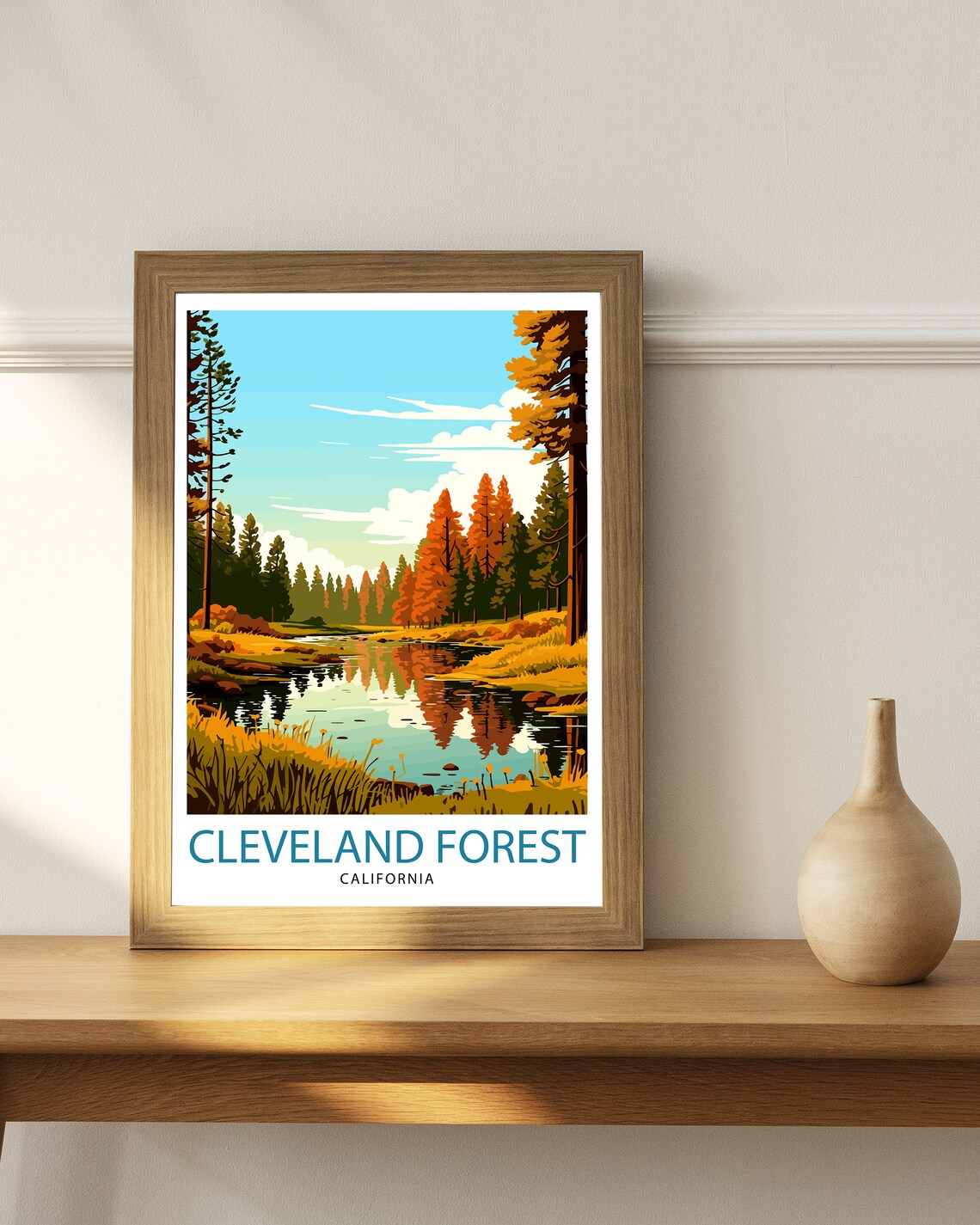 Cleveland Forest California Stream Autumn Pines Reflection Poster - Image 3