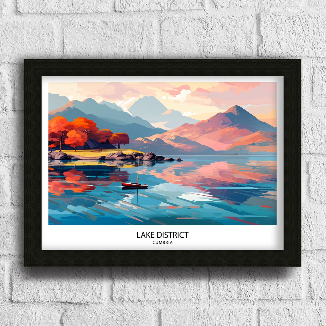 Lake District Cumbria Autumn Lake Scenic Mountains Travel Poster - Image 3