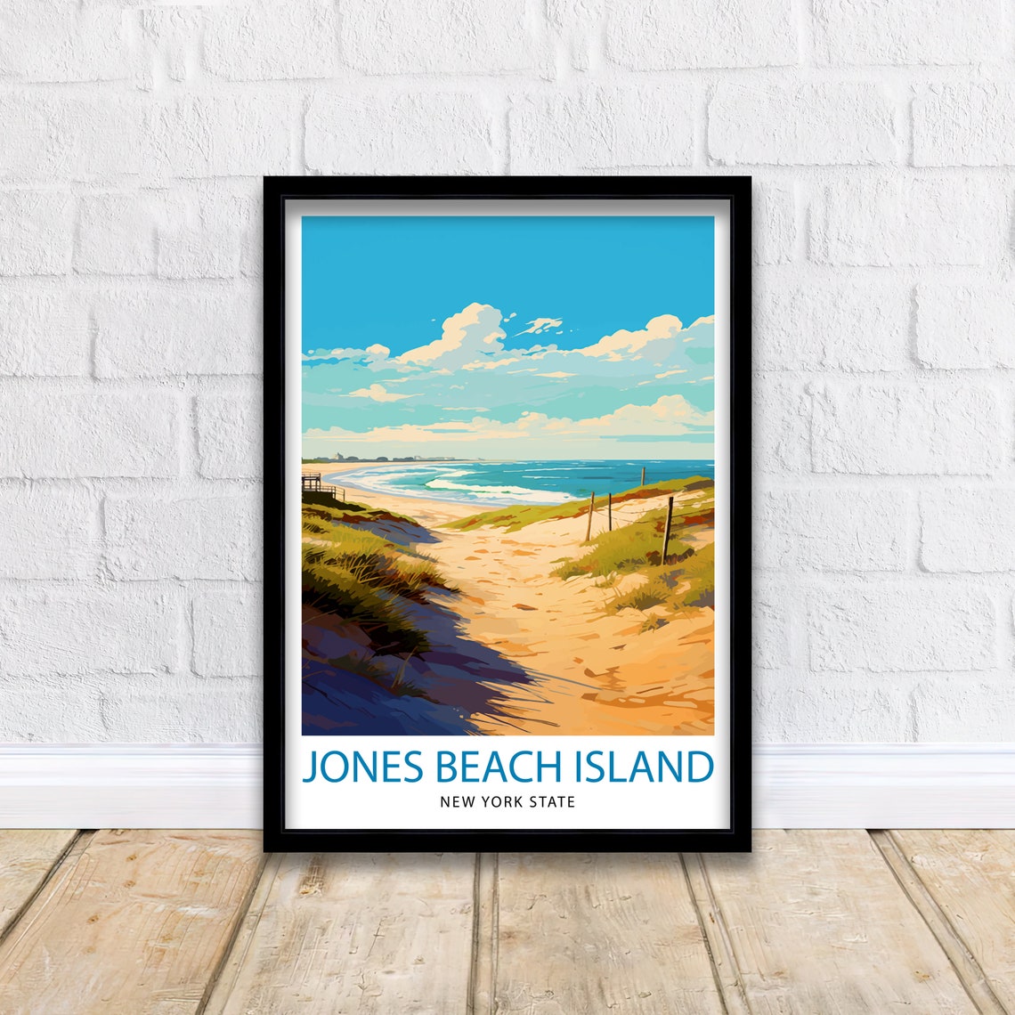 Jones Beach Island New York State Sandy Dunes Ocean Travel Poster - Image 2