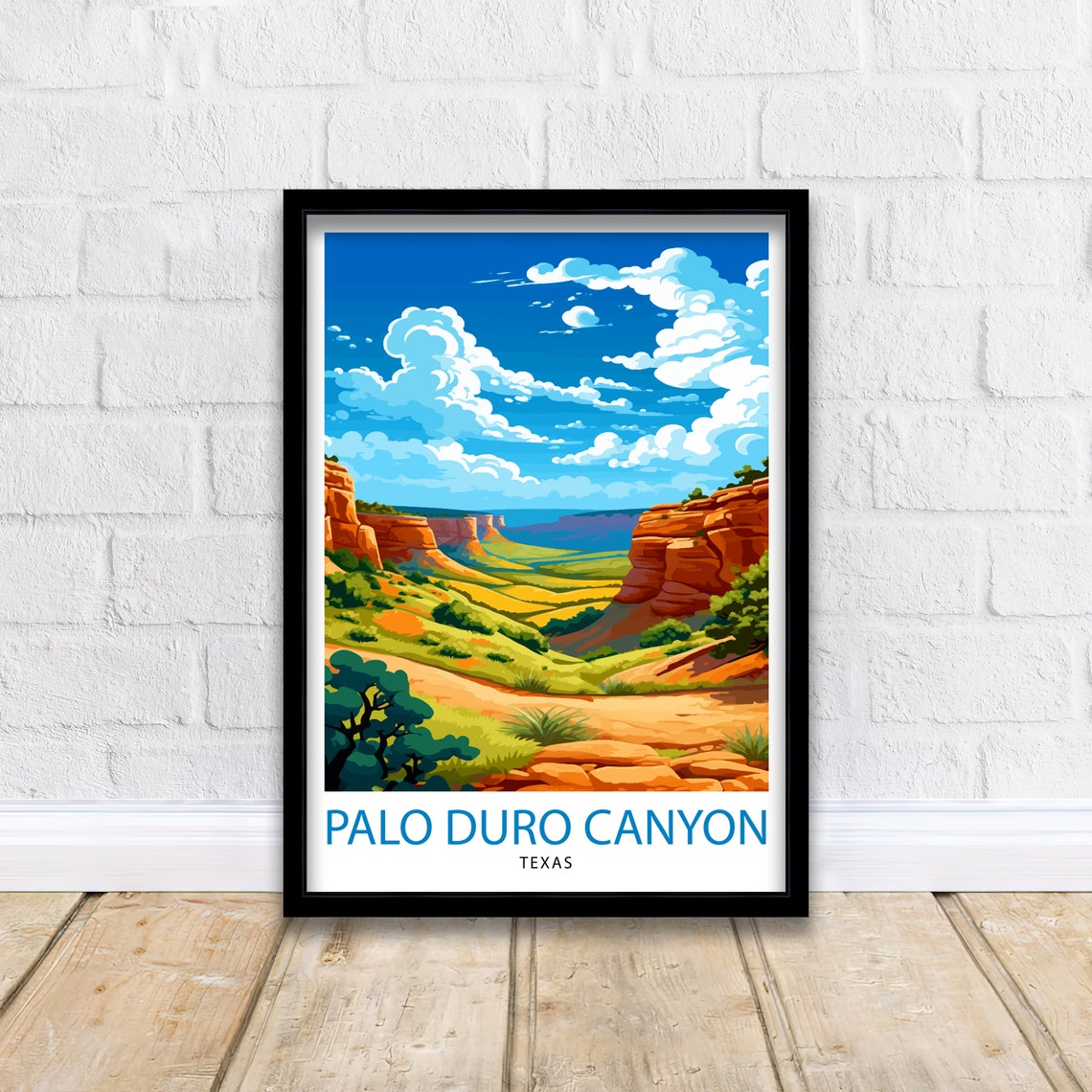 Palo Duro Canyon Texas Sunlit Red Cliffs Vintage Travel Poster - Image 2