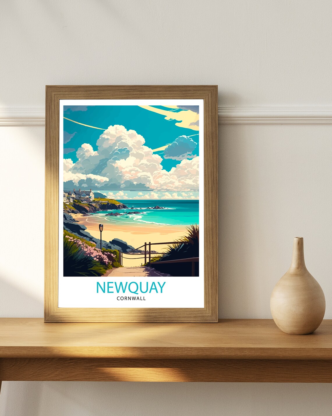 Newquay Cornwall Travel Poster, Place Print - Image 3